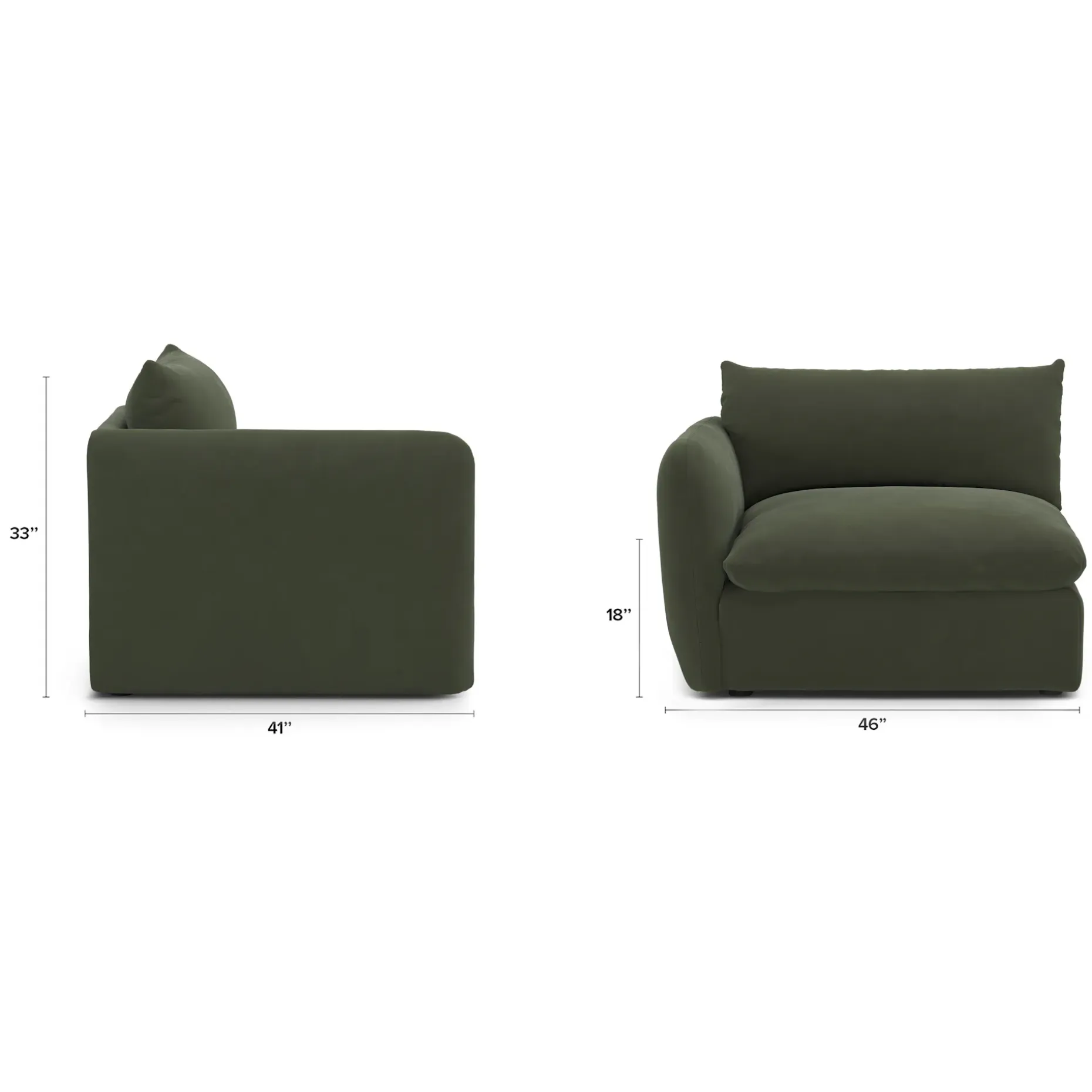 Leigh 46" Velvet Left Arm Module - Hale Fir Green