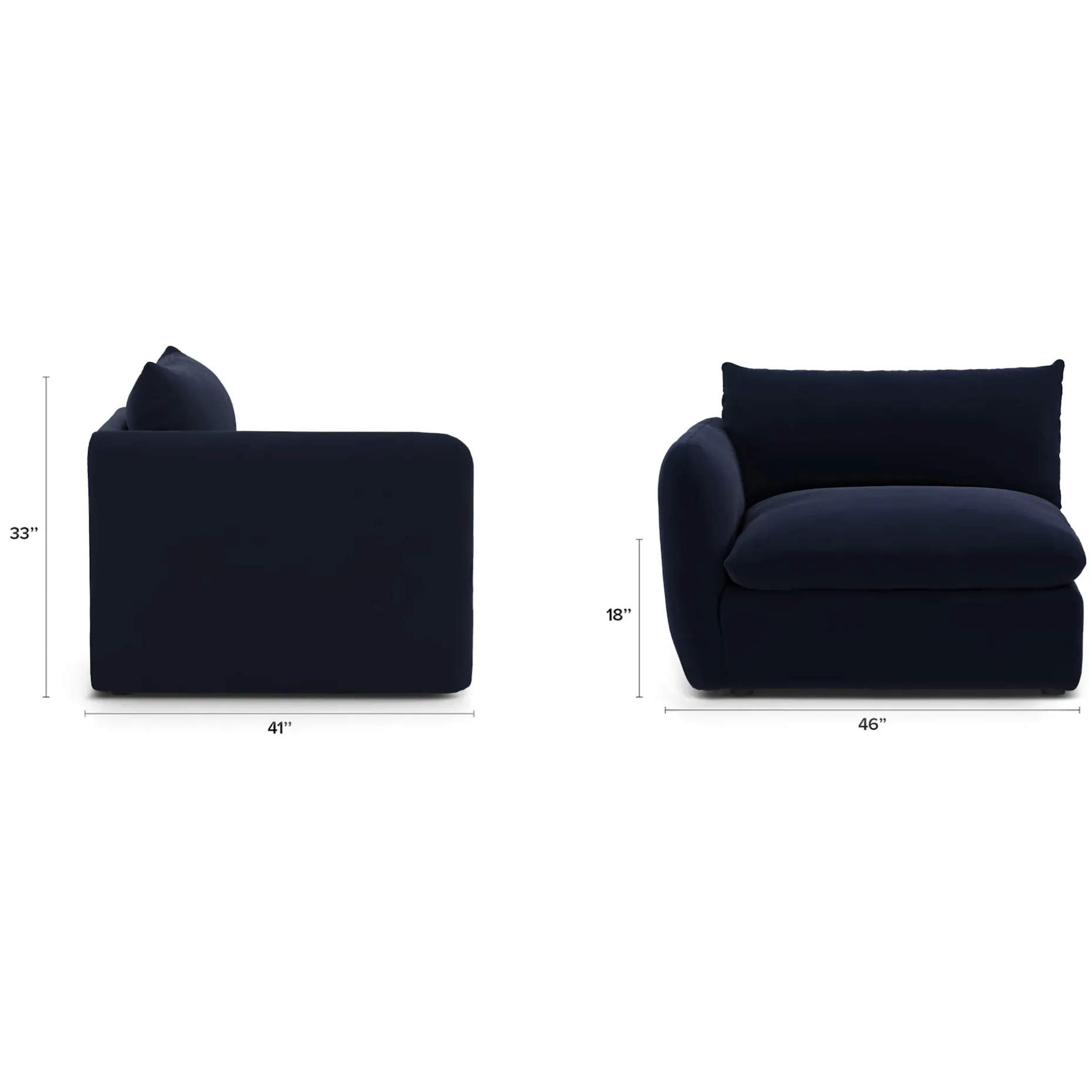 Leigh 46" Velvet Left Arm Module - Hale Ink