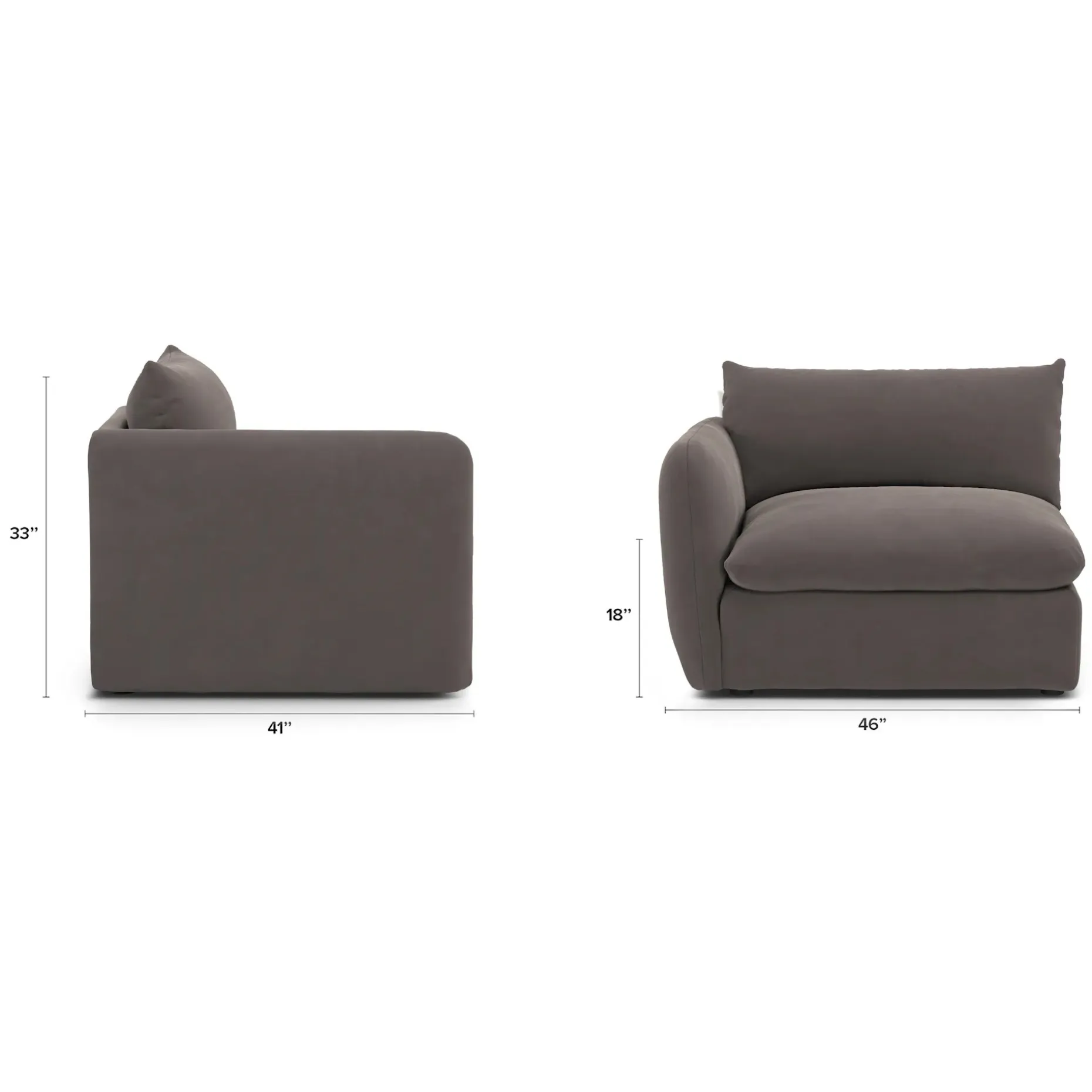 Leigh 46" Velvet Left Arm Module - Hale Warm Gray