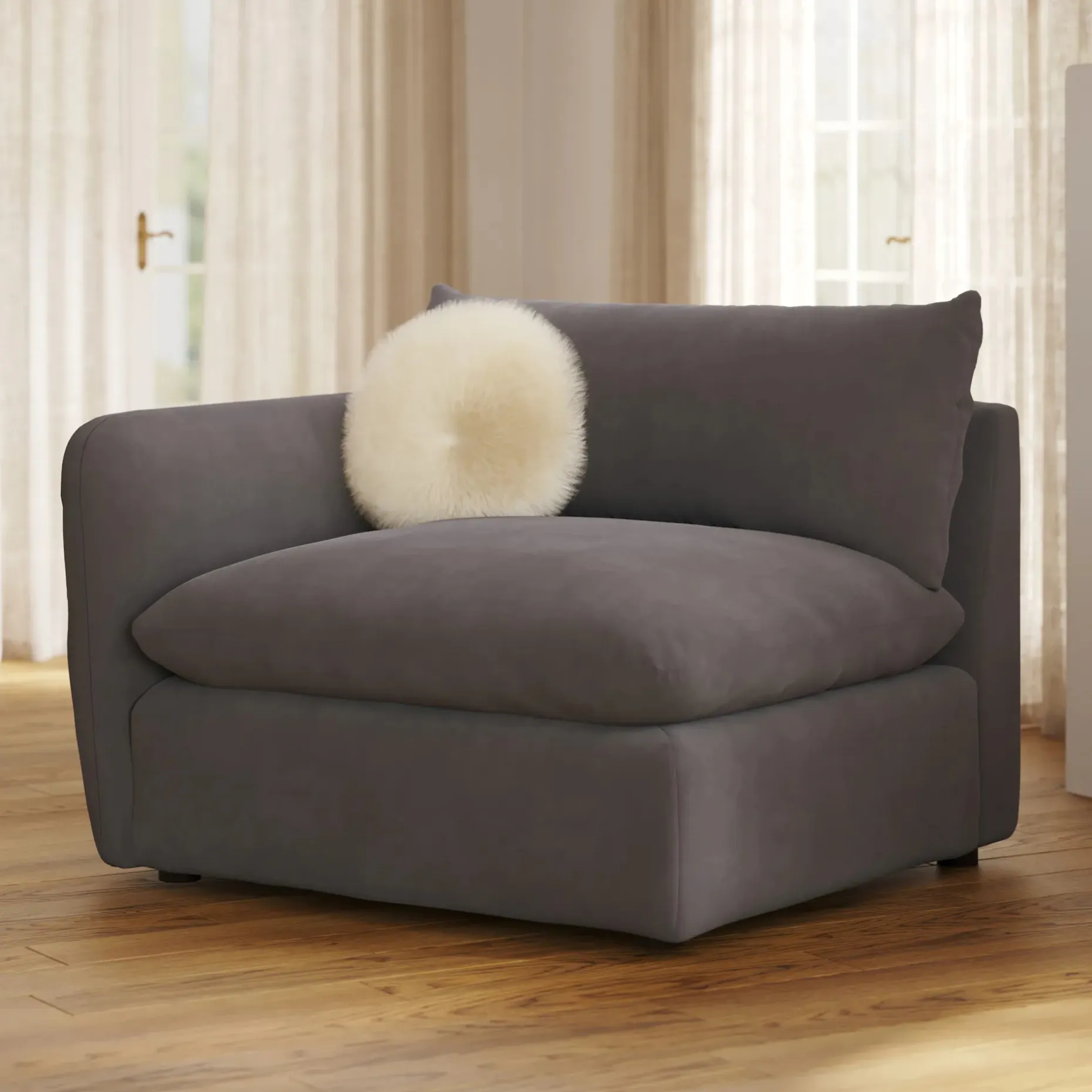 Leigh 46" Velvet Left Arm Module - Hale Warm Gray