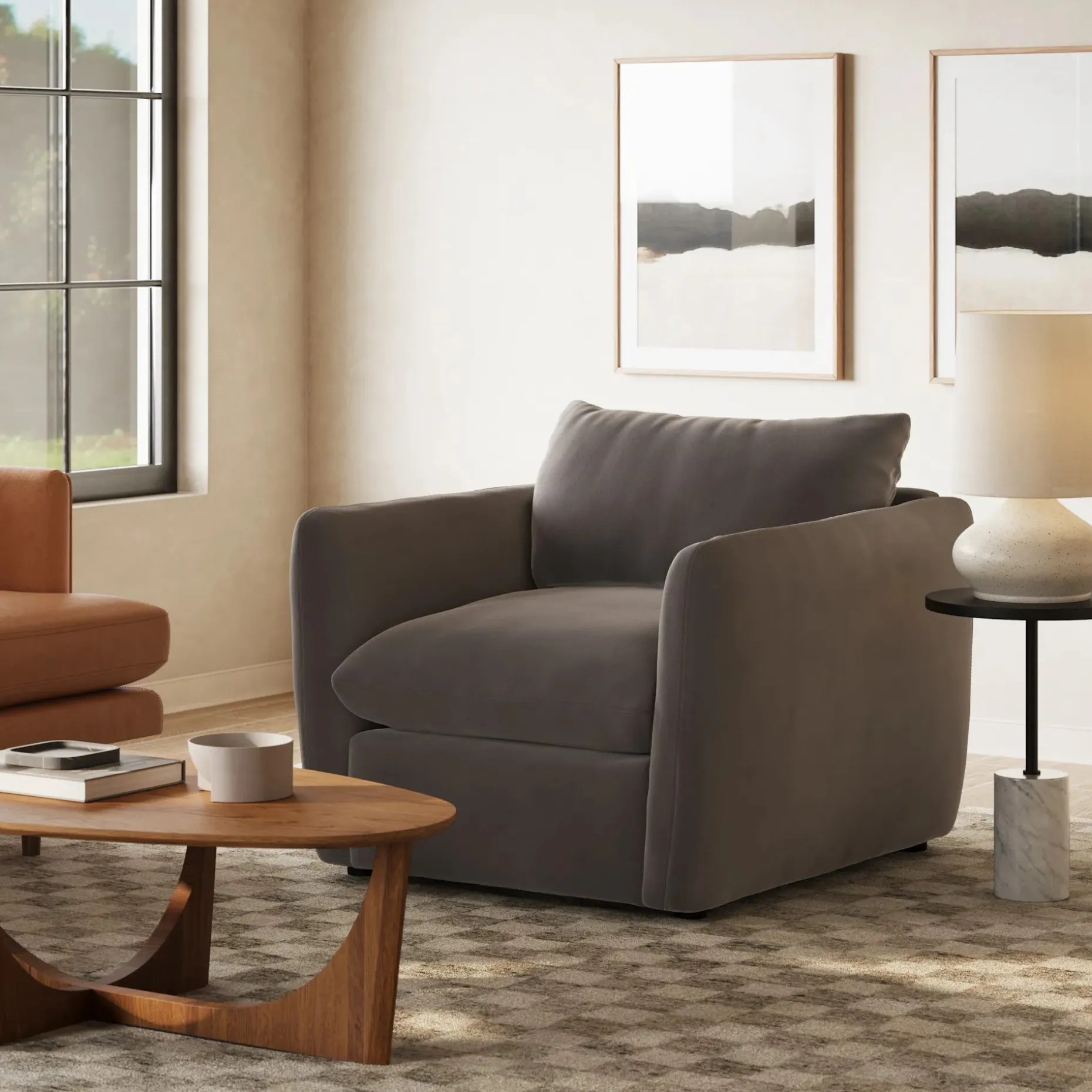 Leigh 42" Velvet Lounge Chair - Hale Warm Gray