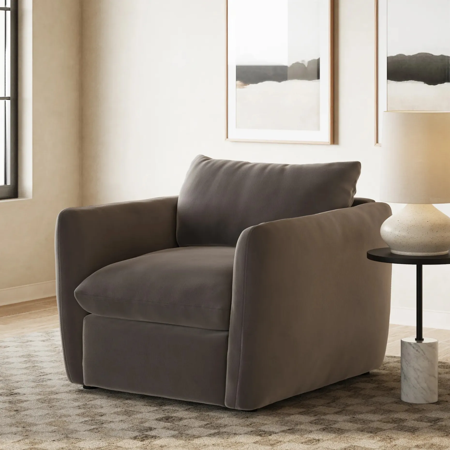 Leigh 42" Velvet Lounge Chair - Hale Warm Gray