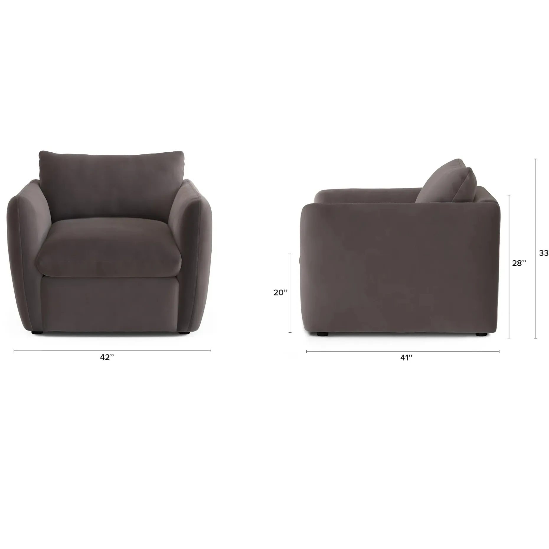 Leigh 42" Velvet Lounge Chair - Hale Warm Gray