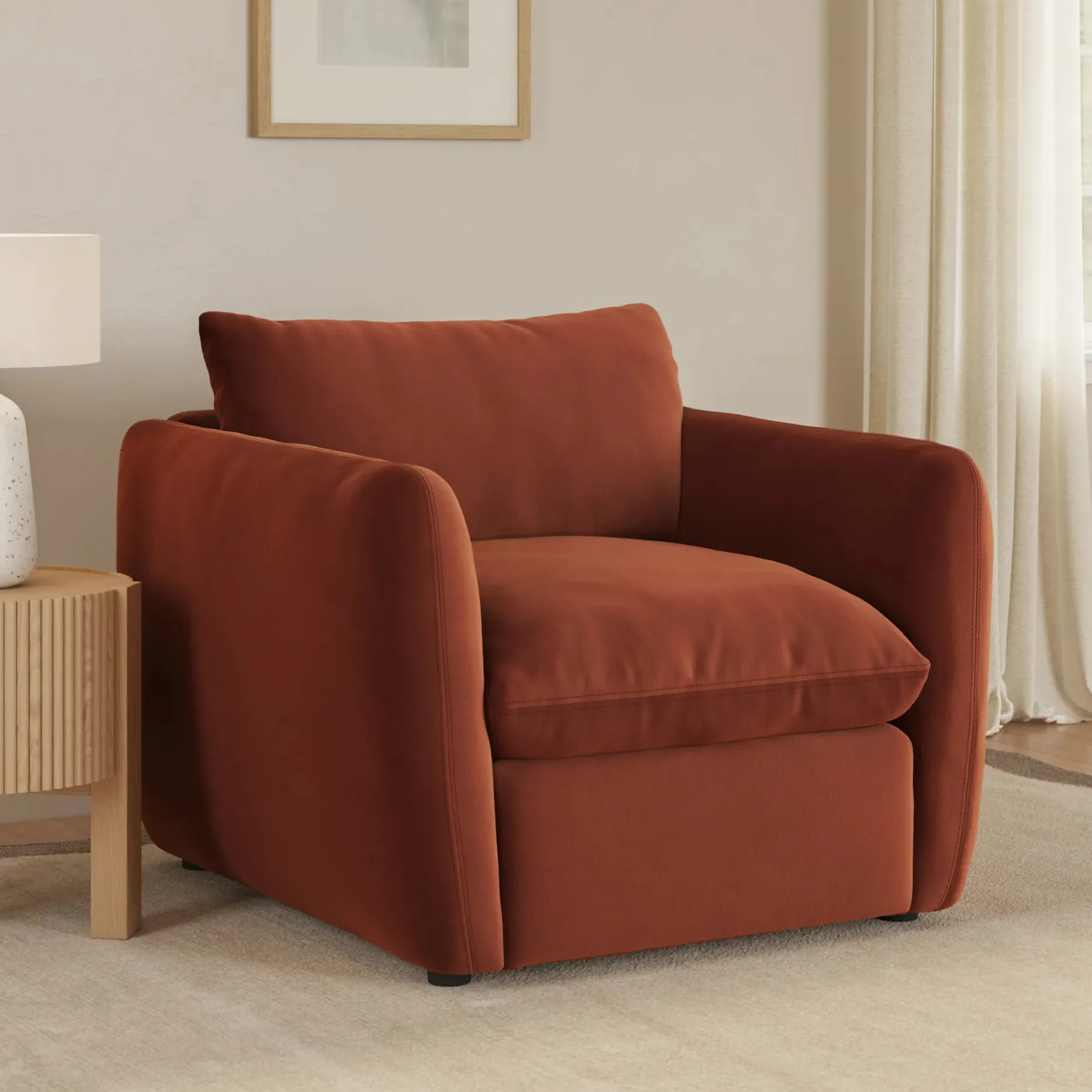 Leigh 42" Velvet Lounge Chair - Hale Rust