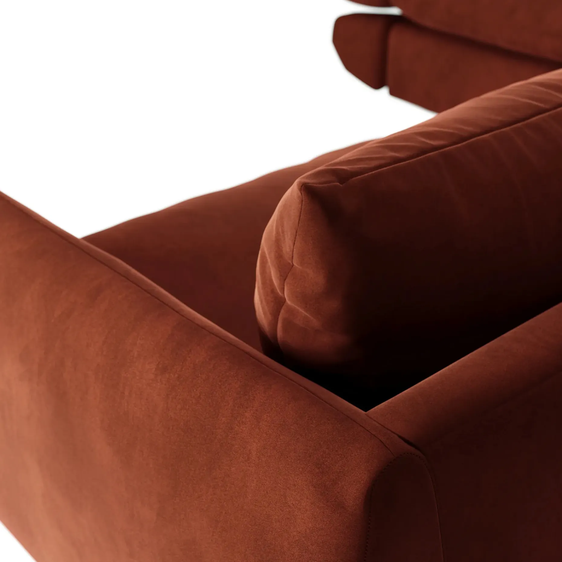 Leigh 126" Velvet Modular Corner Sectional - Hale Rust