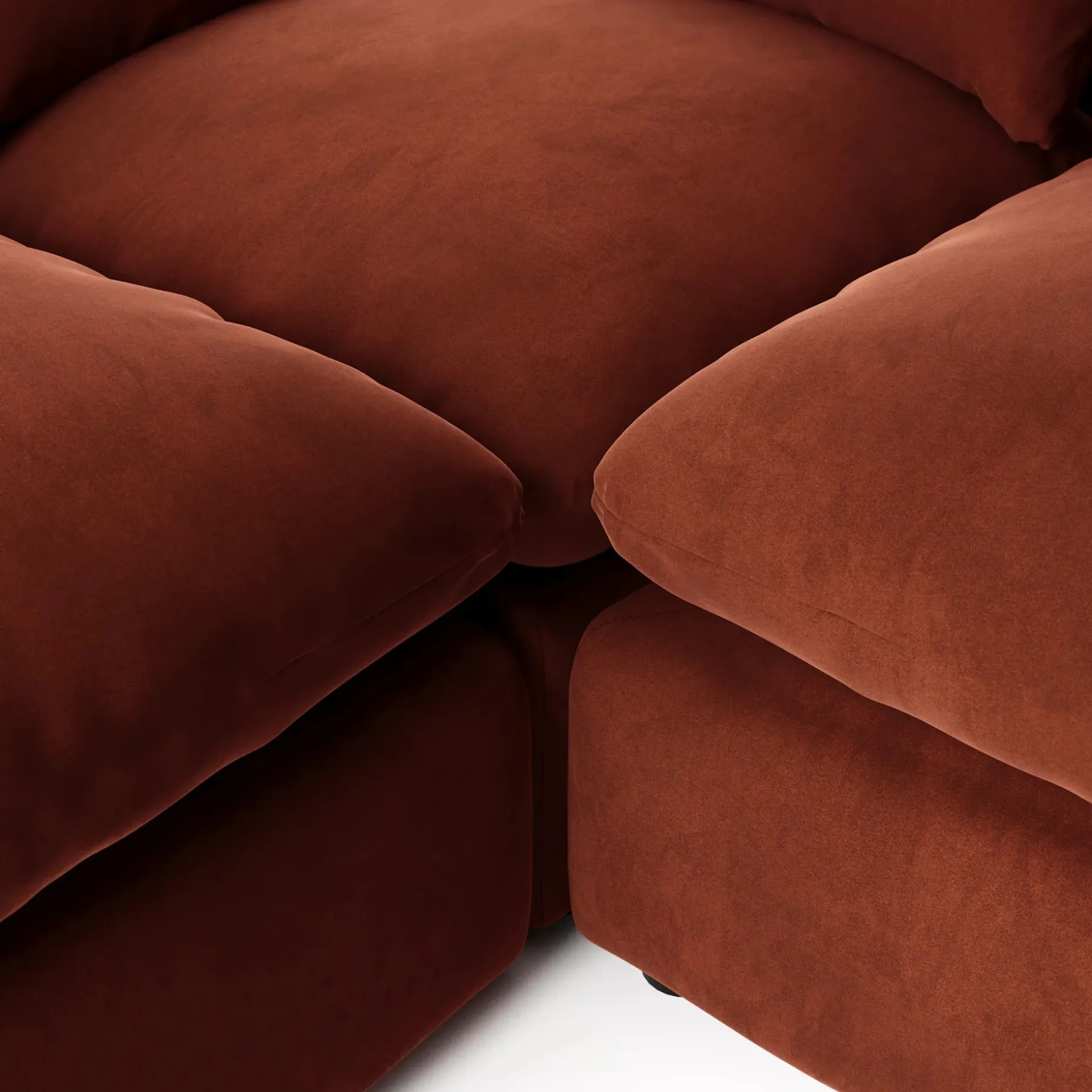 Leigh 126" Velvet Modular Corner Sectional - Hale Rust