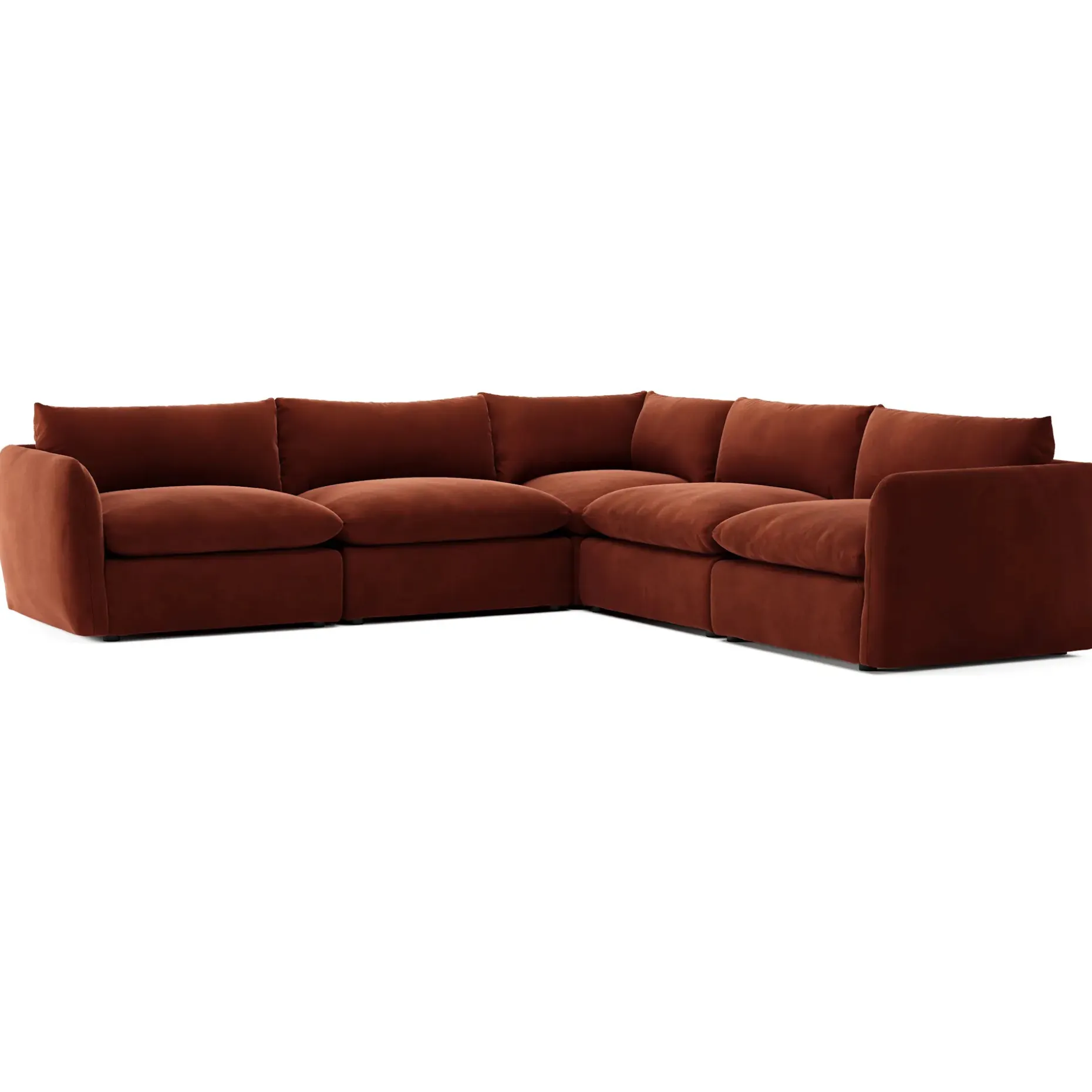 Leigh 126" Velvet Modular Corner Sectional - Hale Rust