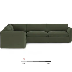 Leigh 126" Velvet Modular Corner Sectional - Hale Fir Green