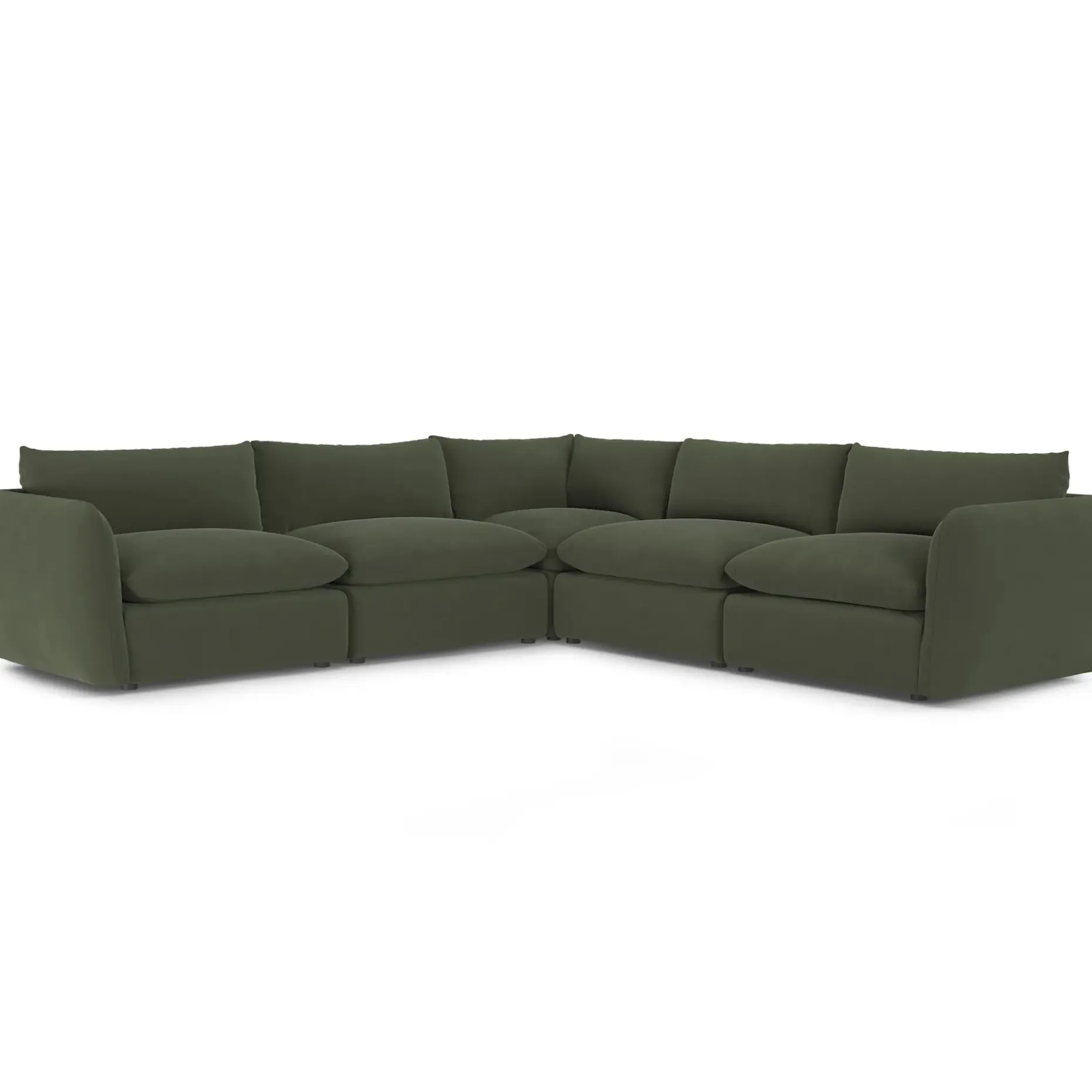 Leigh 126" Velvet Modular Corner Sectional - Hale Fir Green
