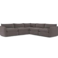 Leigh 126" Velvet Modular Corner Sectional - Hale Warm Gray