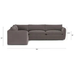 Leigh 126" Velvet Modular Corner Sectional - Hale Warm Gray