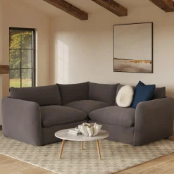 Leigh 87" Velvet Modular Corner Sectional - Hale Warm Gray