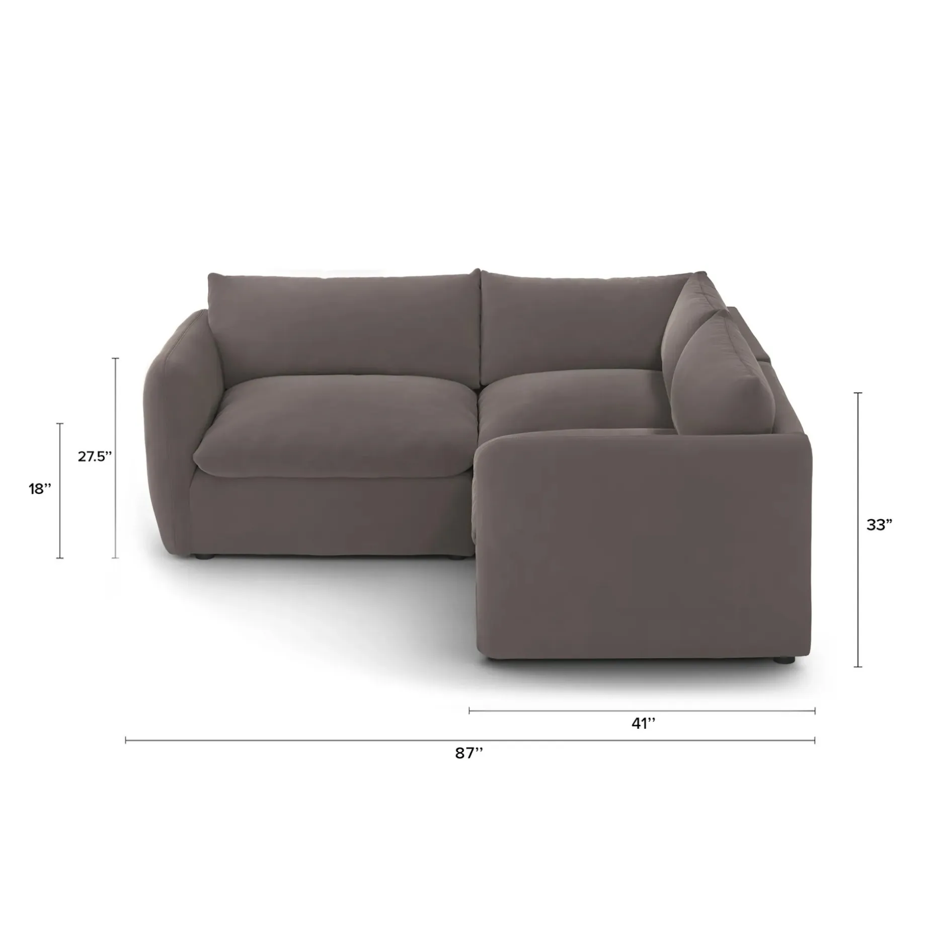Leigh 87" Velvet Modular Corner Sectional - Hale Warm Gray