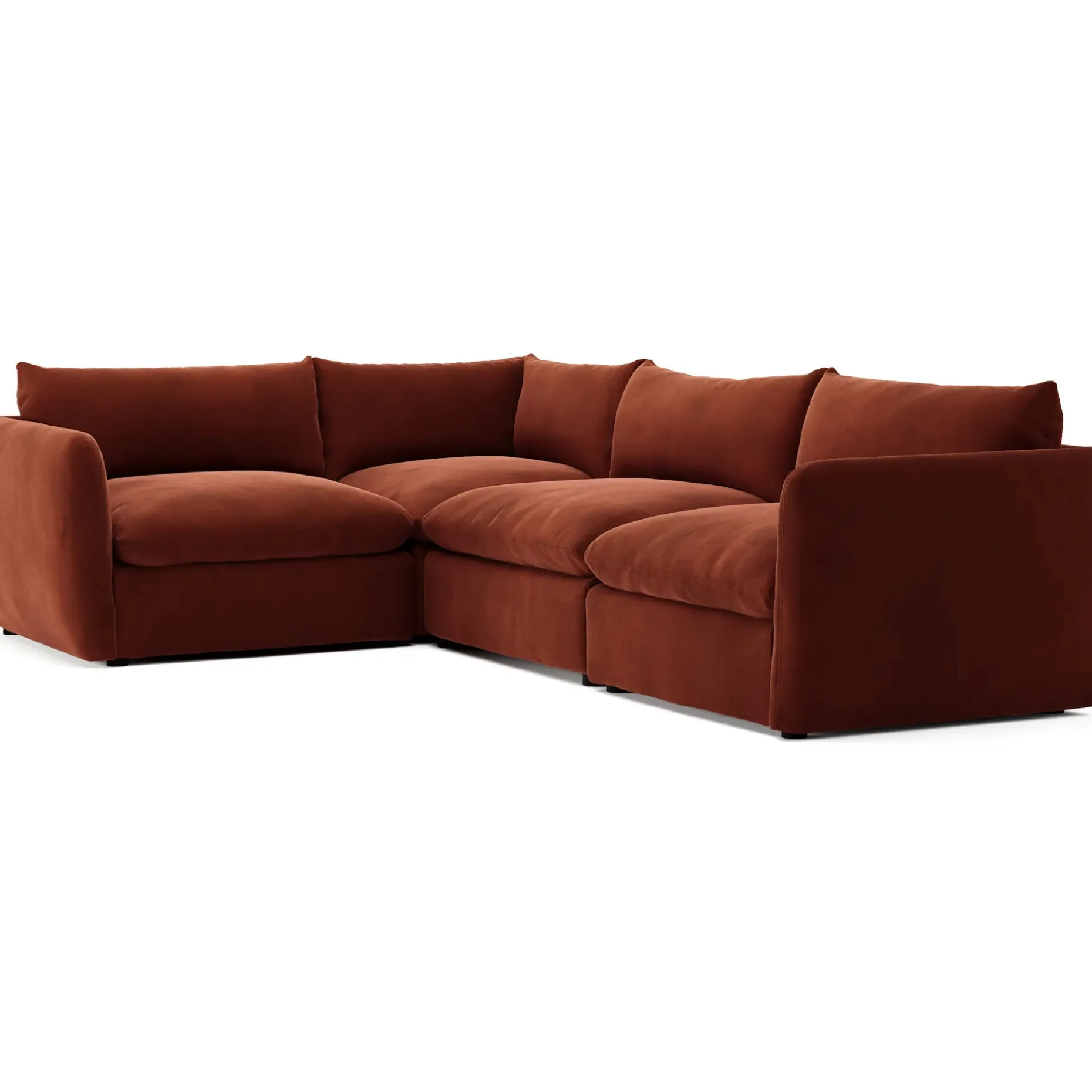 Leigh 126" Velvet Modular L Sectional - Hale Rust