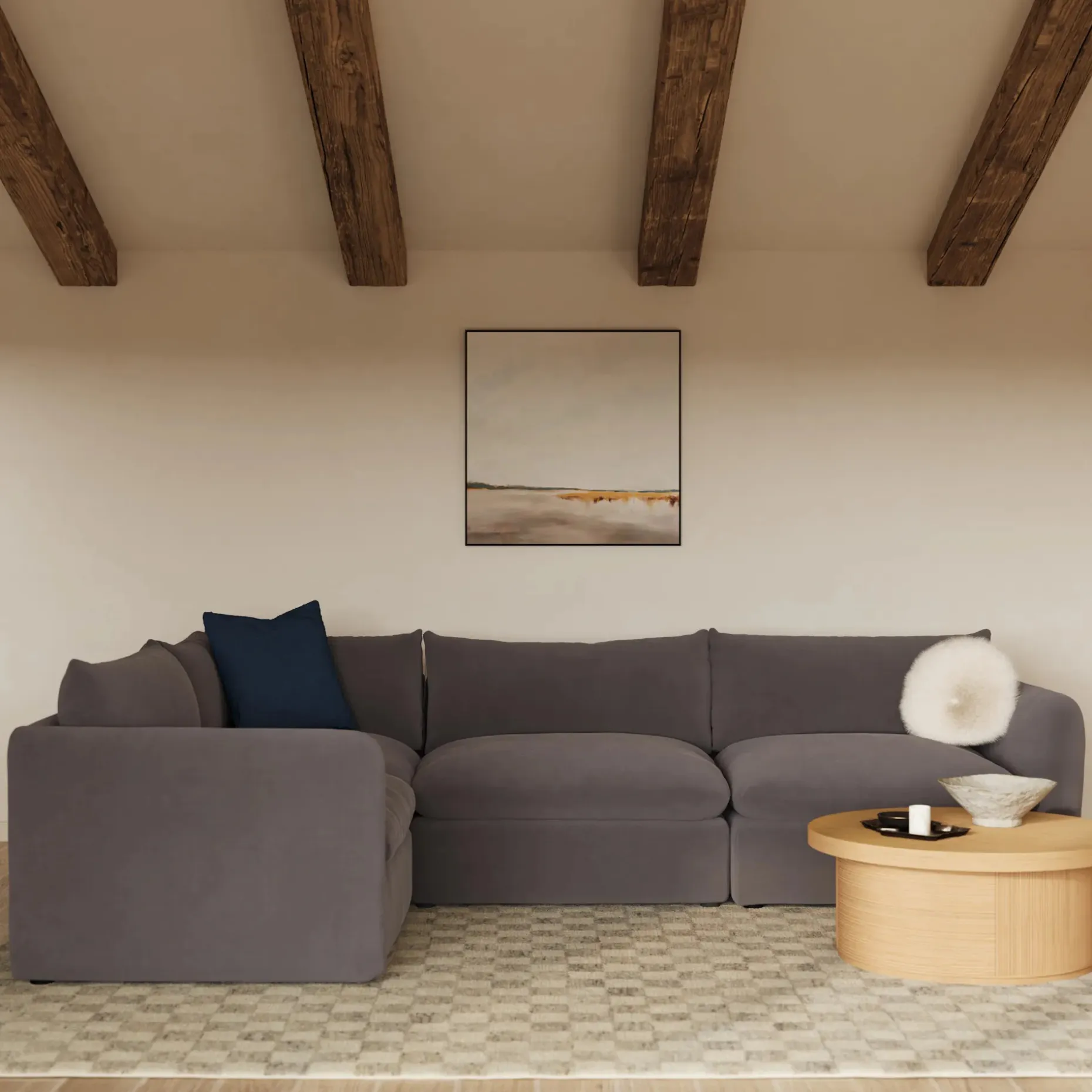 Leigh 126" Velvet Modular L Sectional - Hale Warm Gray