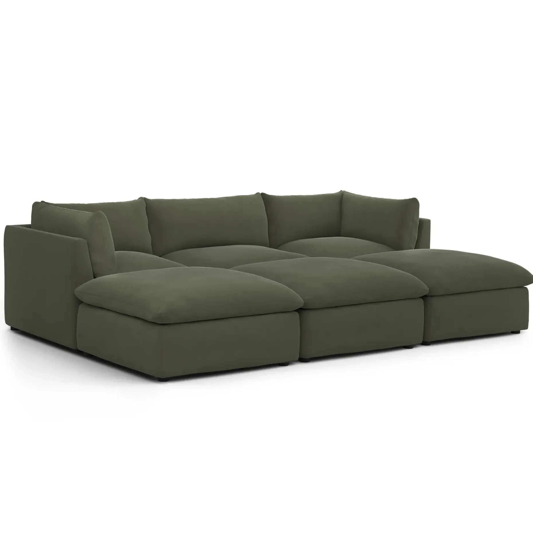 Leigh 121.5" Velvet Modular Open Pit Sectional - Hale Fir Green