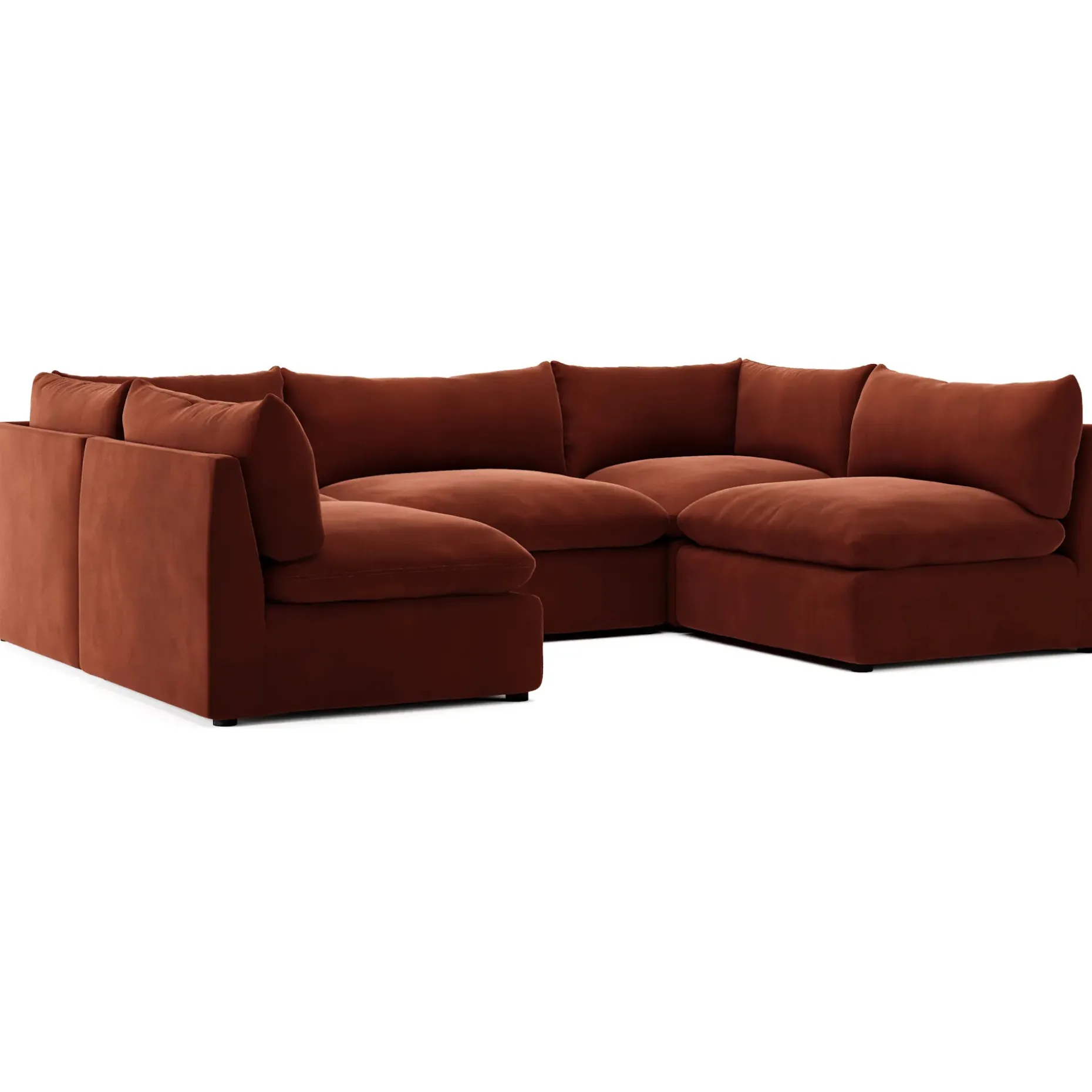 Leigh 121.5" Velvet Modular 5-Seater U-Shaped Sectional - Hale Rust