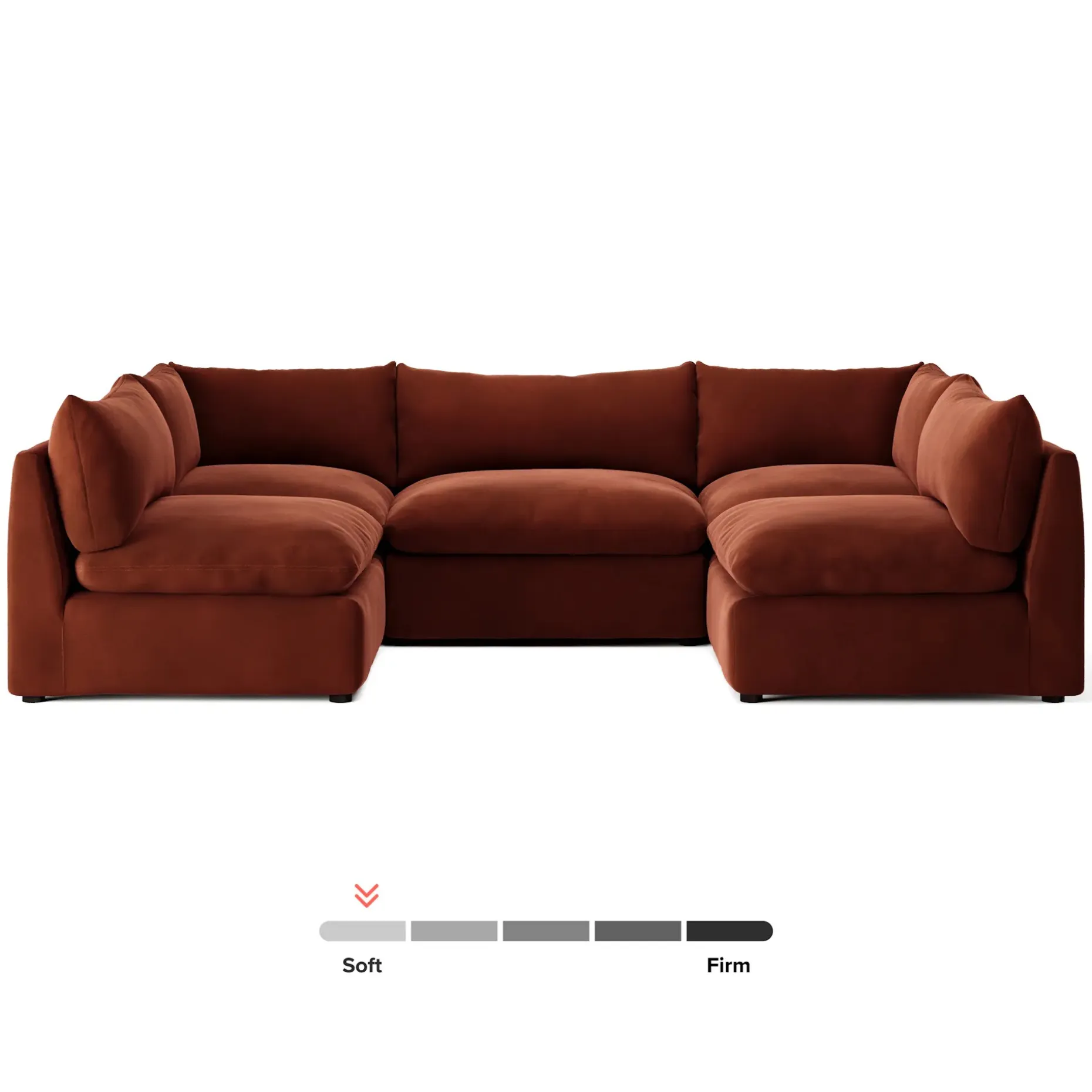 Leigh 121.5" Velvet Modular 5-Seater U-Shaped Sectional - Hale Rust