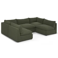 Leigh 121.5" Velvet Modular 5-Seater U-Shaped Sectional - Hale Fir Green