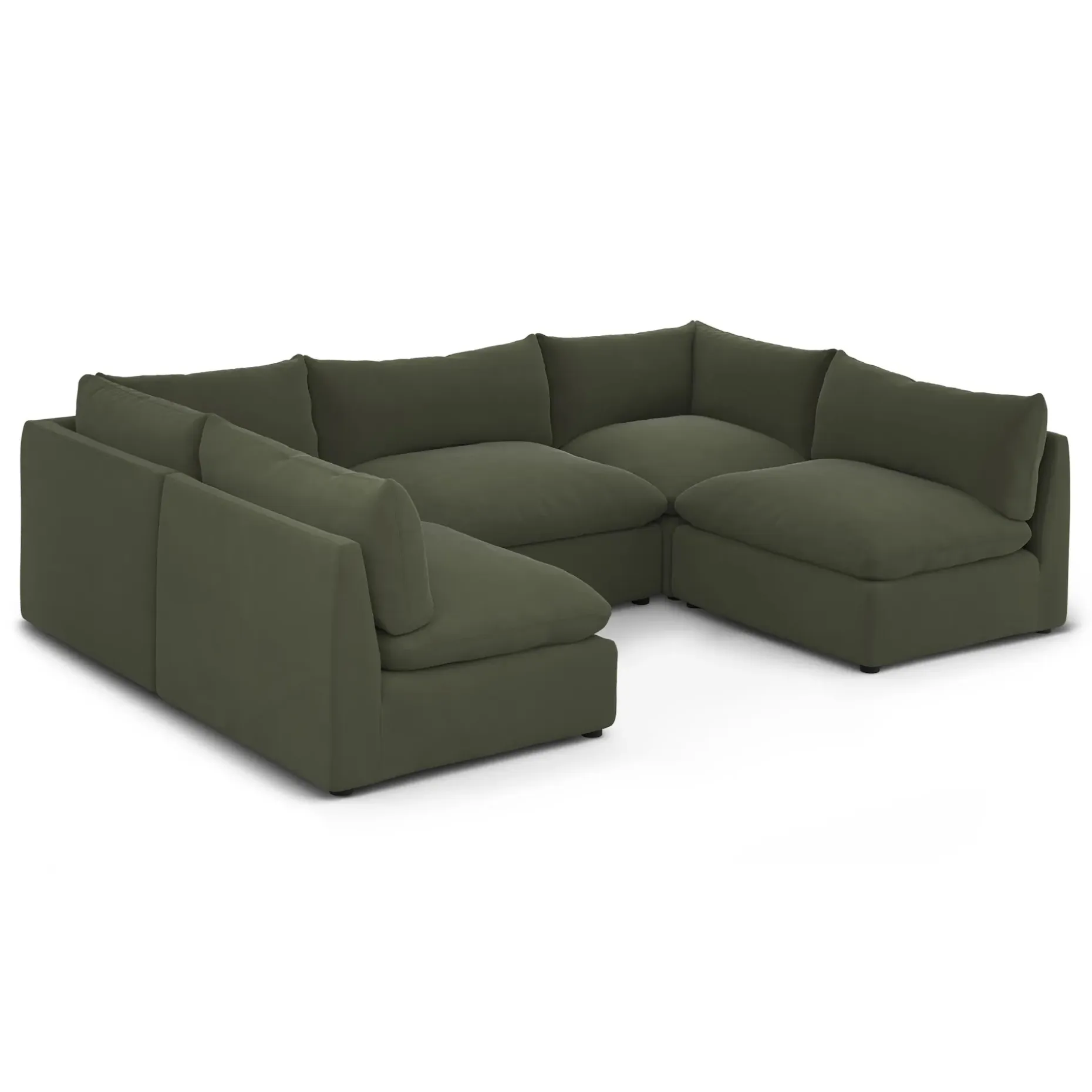 Leigh 121.5" Velvet Modular 5-Seater U-Shaped Sectional - Hale Fir Green