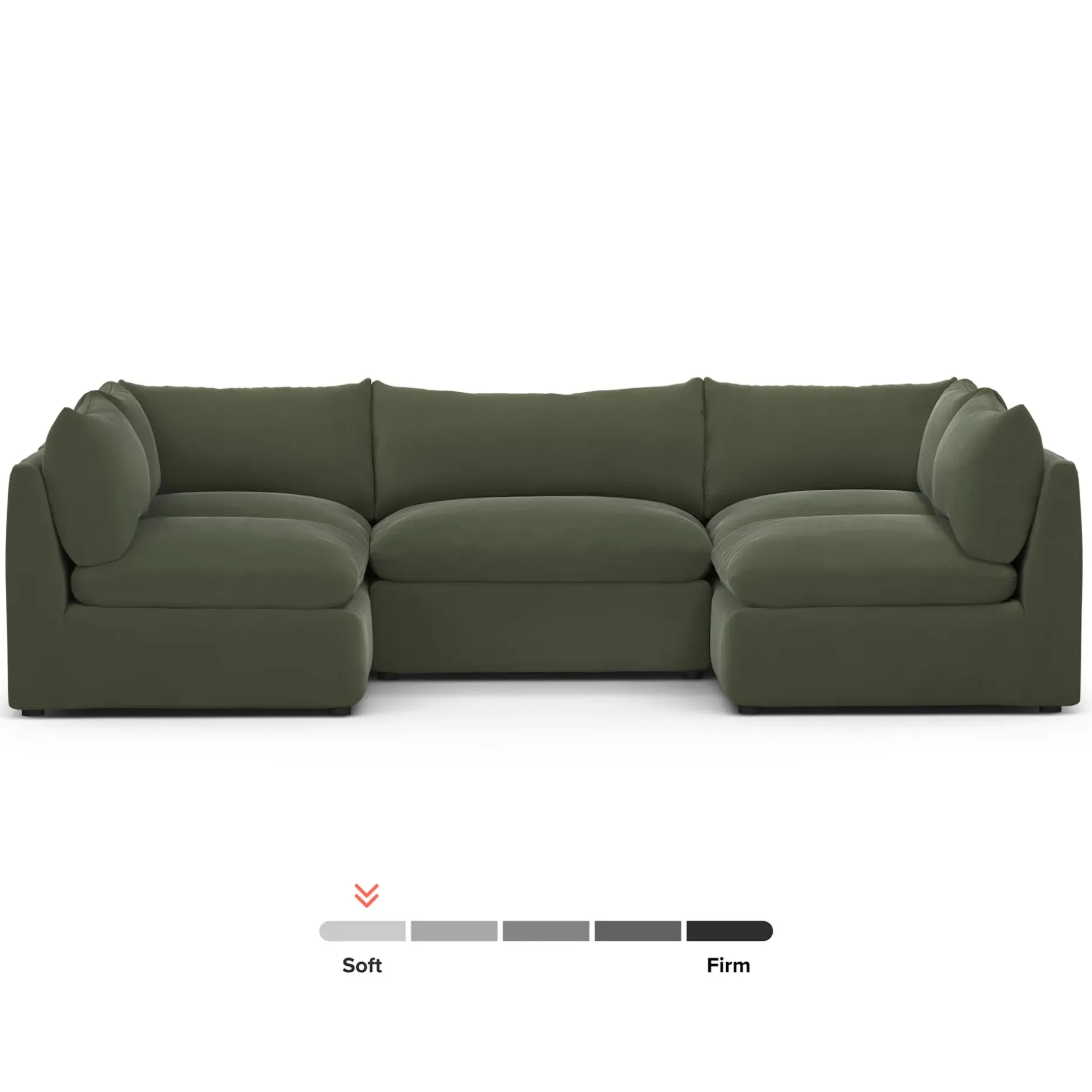 Leigh 121.5" Velvet Modular 5-Seater U-Shaped Sectional - Hale Fir Green