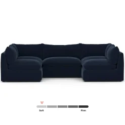 Leigh 121.5" Velvet Modular 5-Seater U-Shaped Sectional - Hale Ink
