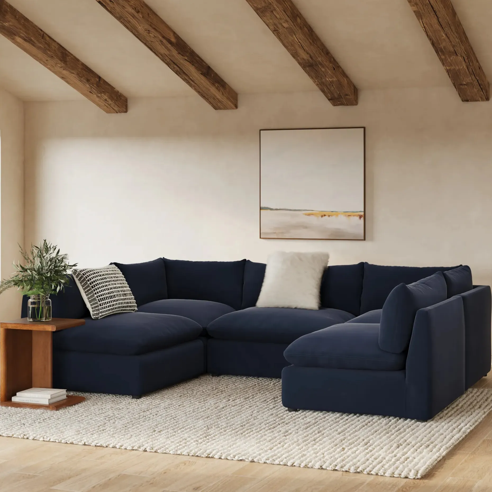 Leigh 121.5" Velvet Modular 5-Seater U-Shaped Sectional - Hale Ink