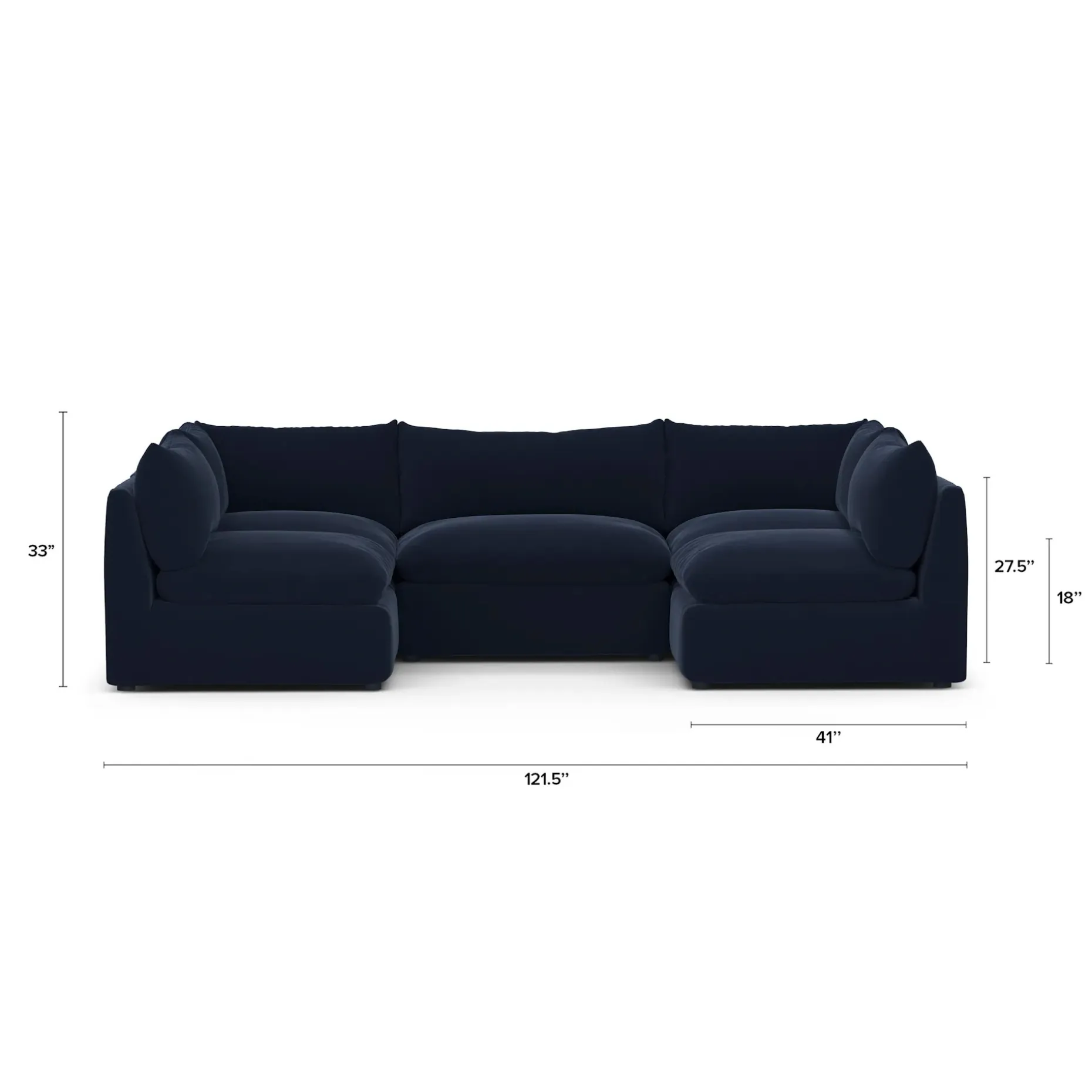 Leigh 121.5" Velvet Modular 5-Seater U-Shaped Sectional - Hale Ink