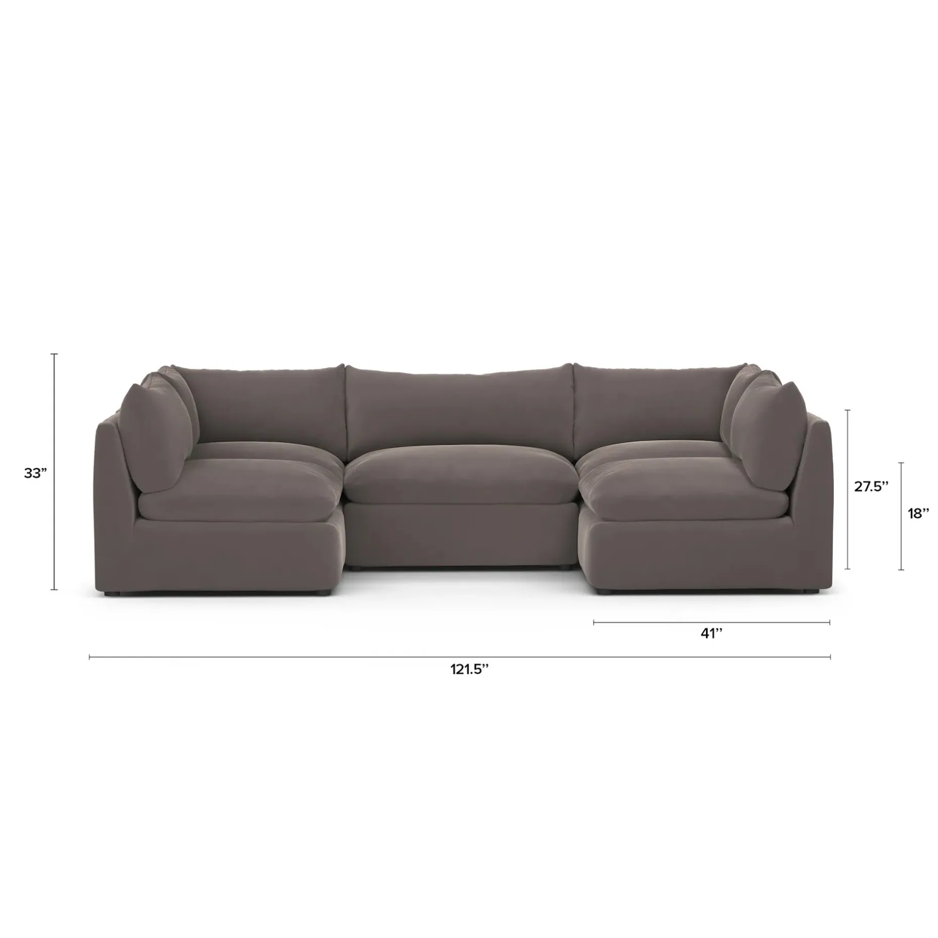 Leigh 121.5" Velvet Modular 5-Seater U-Shaped Sectional - Hale Warm Gray
