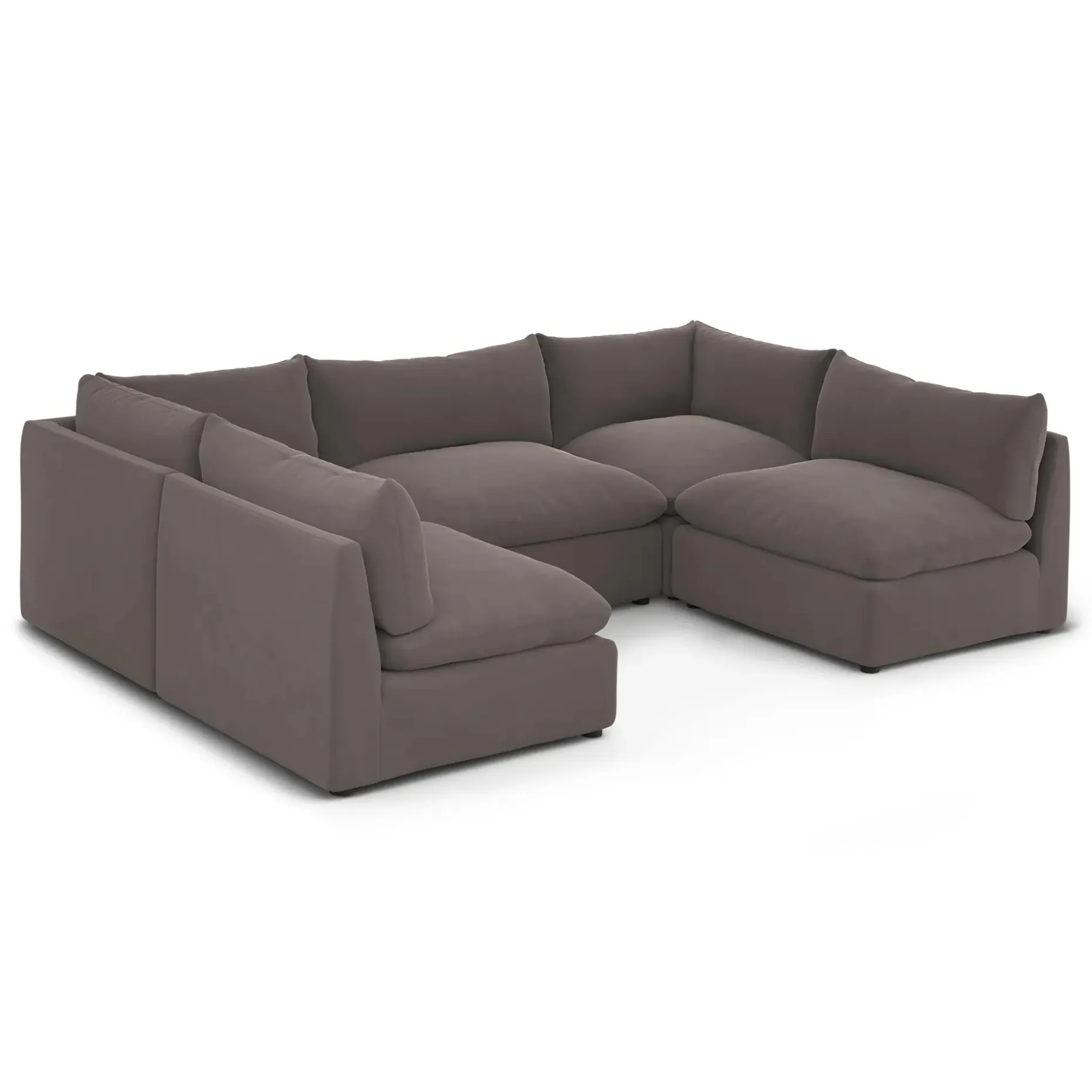 Leigh 121.5" Velvet Modular 5-Seater U-Shaped Sectional - Hale Warm Gray
