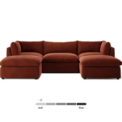 Leigh 121.5" Velvet Modular 3-Seater U-Shaped Sectional - Hale Rust