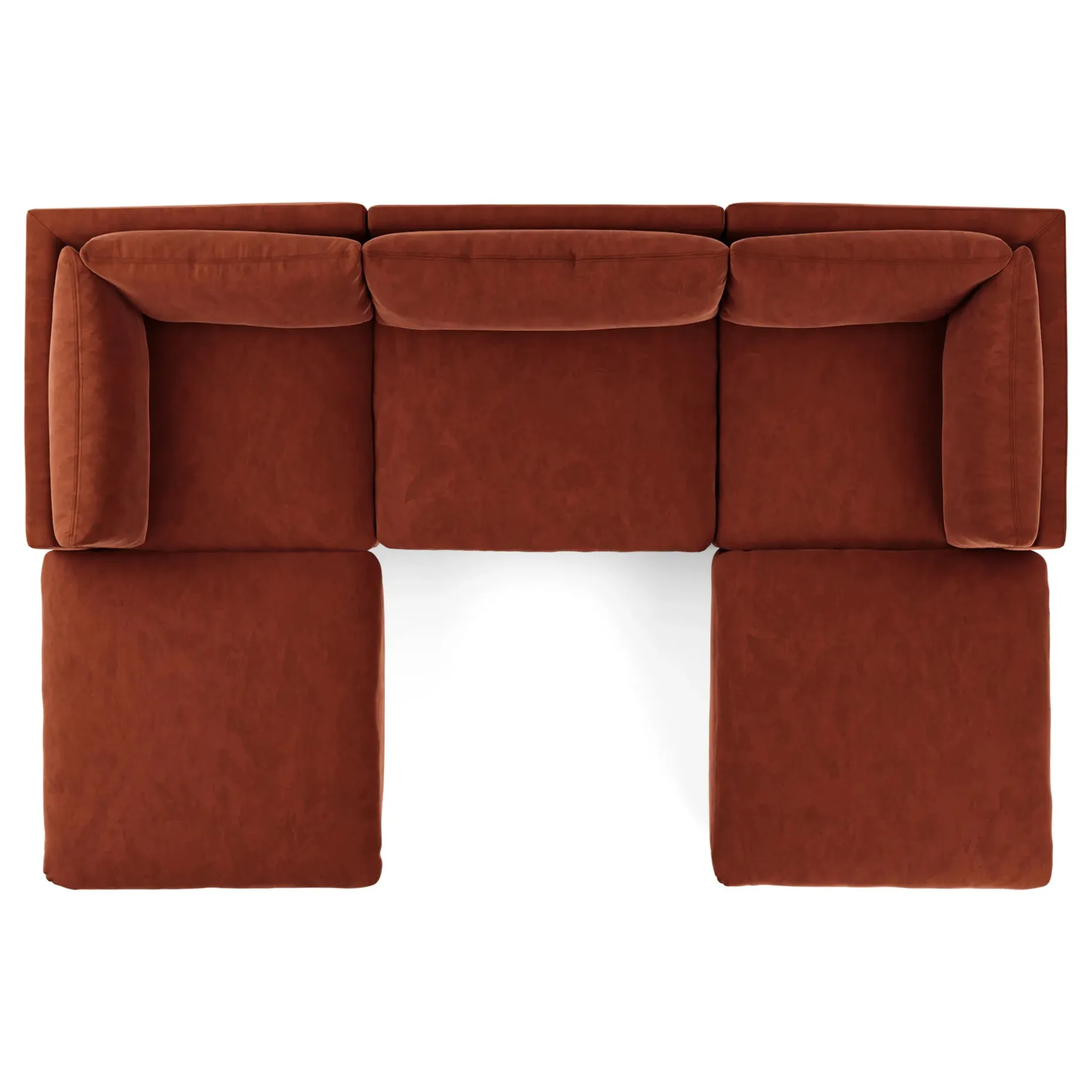 Leigh 121.5" Velvet Modular 3-Seater U-Shaped Sectional - Hale Rust