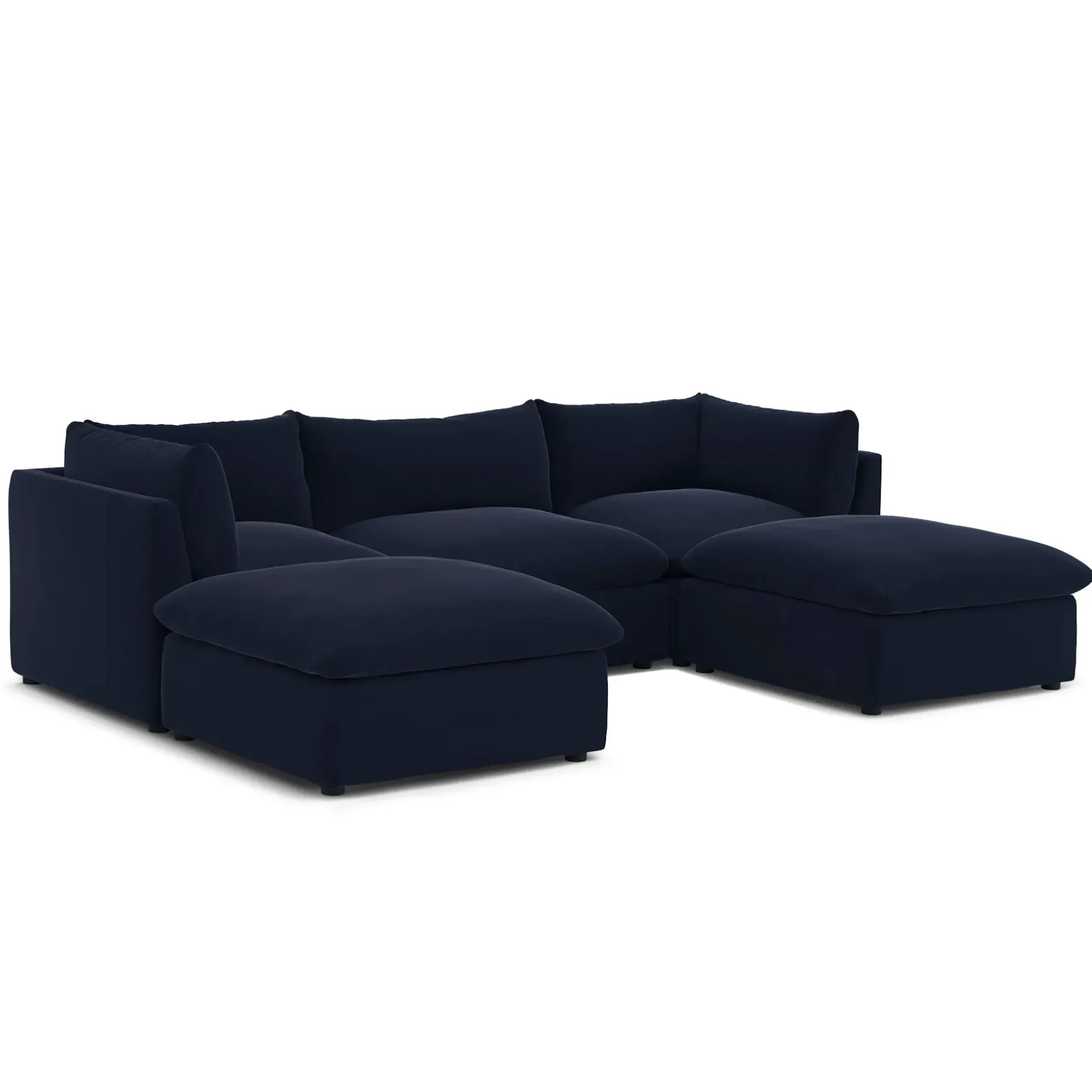 Leigh 121.5" Velvet Modular 3-Seater U-Shaped Sectional - Hale Ink
