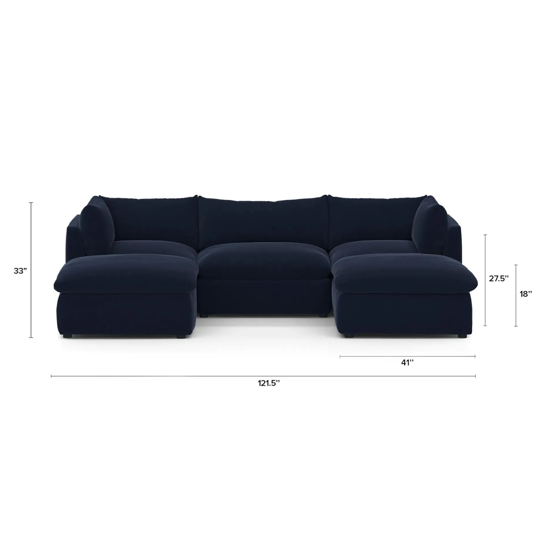 Leigh 121.5" Velvet Modular 3-Seater U-Shaped Sectional - Hale Ink