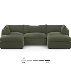 Leigh 121.5" Velvet Modular 3-Seater U-Shaped Sectional - Hale Fir Green