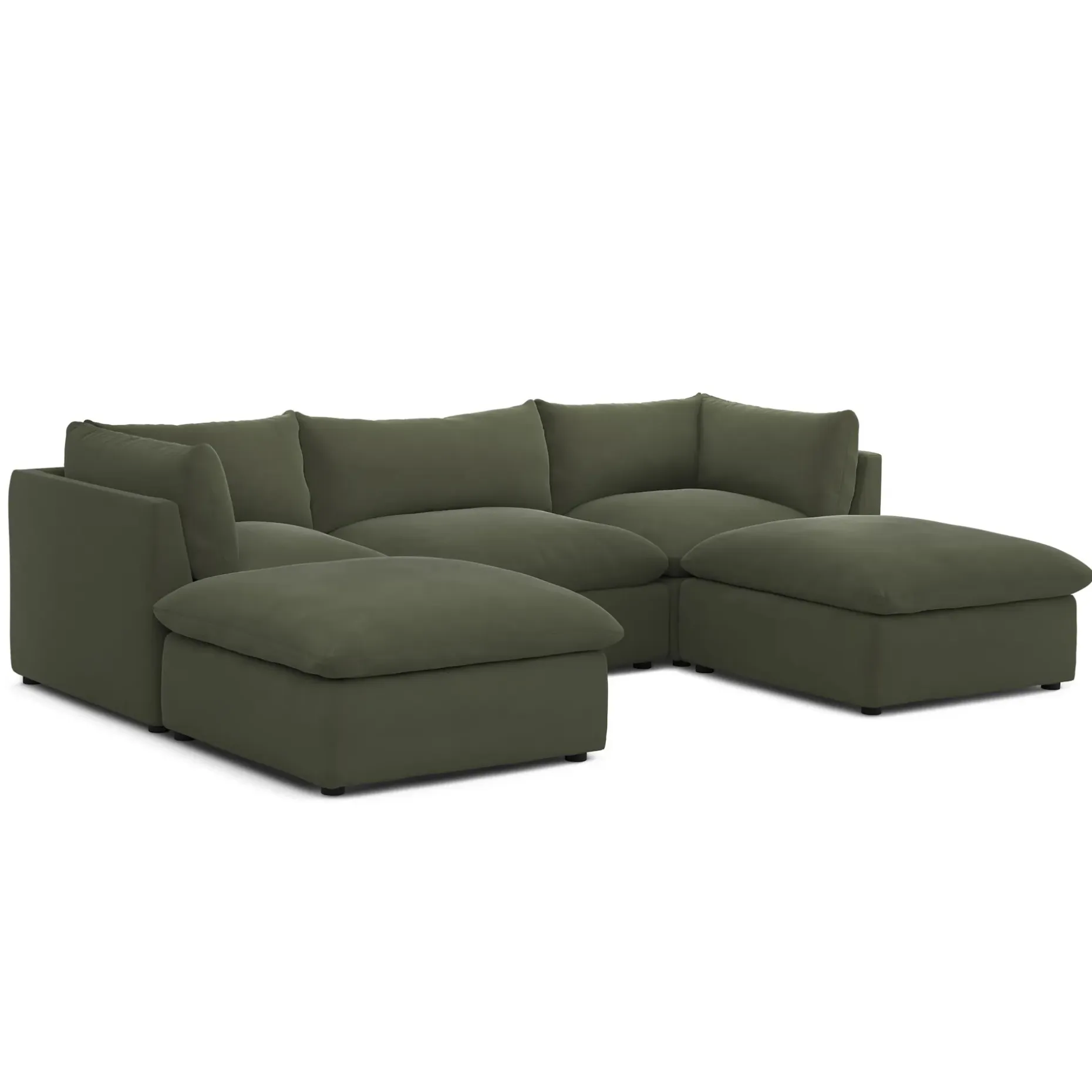 Leigh 121.5" Velvet Modular 3-Seater U-Shaped Sectional - Hale Fir Green