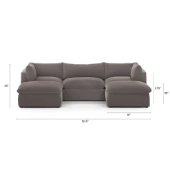 Leigh 121.5" Velvet Modular 3-Seater U-Shaped Sectional - Hale Warm Gray