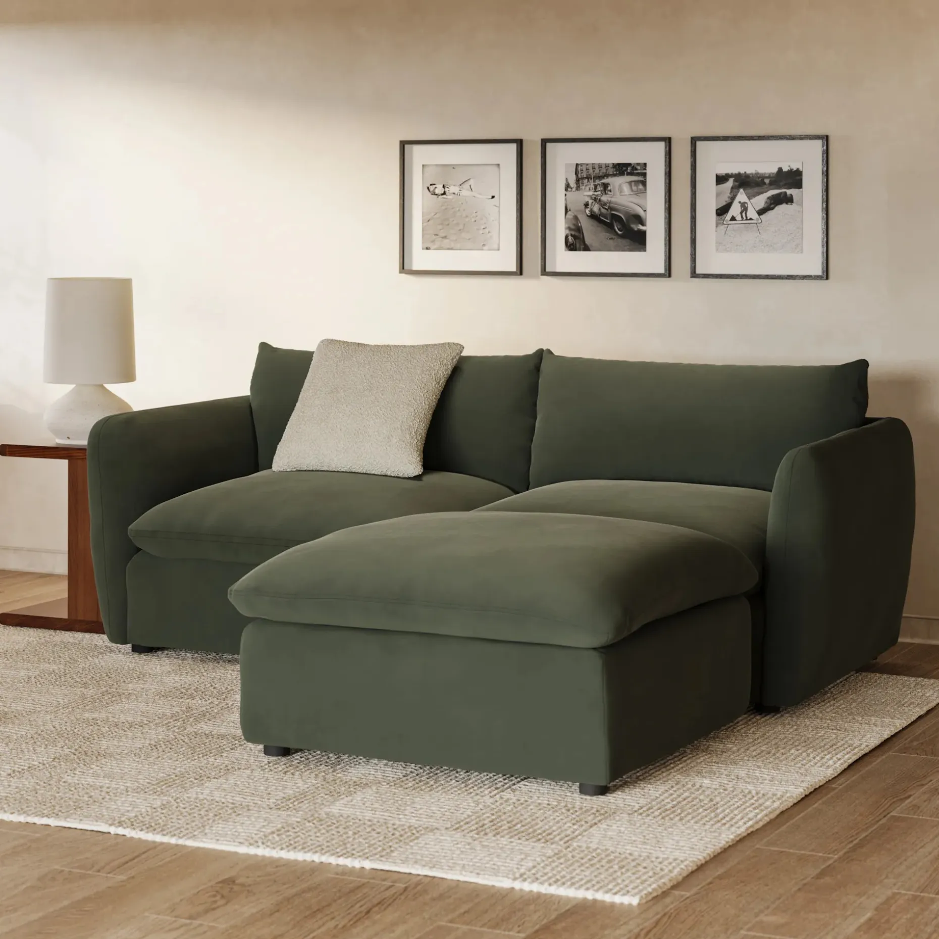 Leigh 92" Velvet Modular Sectional - Hale Fir Green