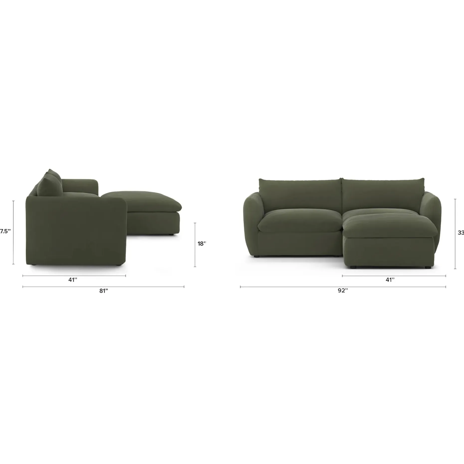Leigh 92" Velvet Modular Sectional - Hale Fir Green