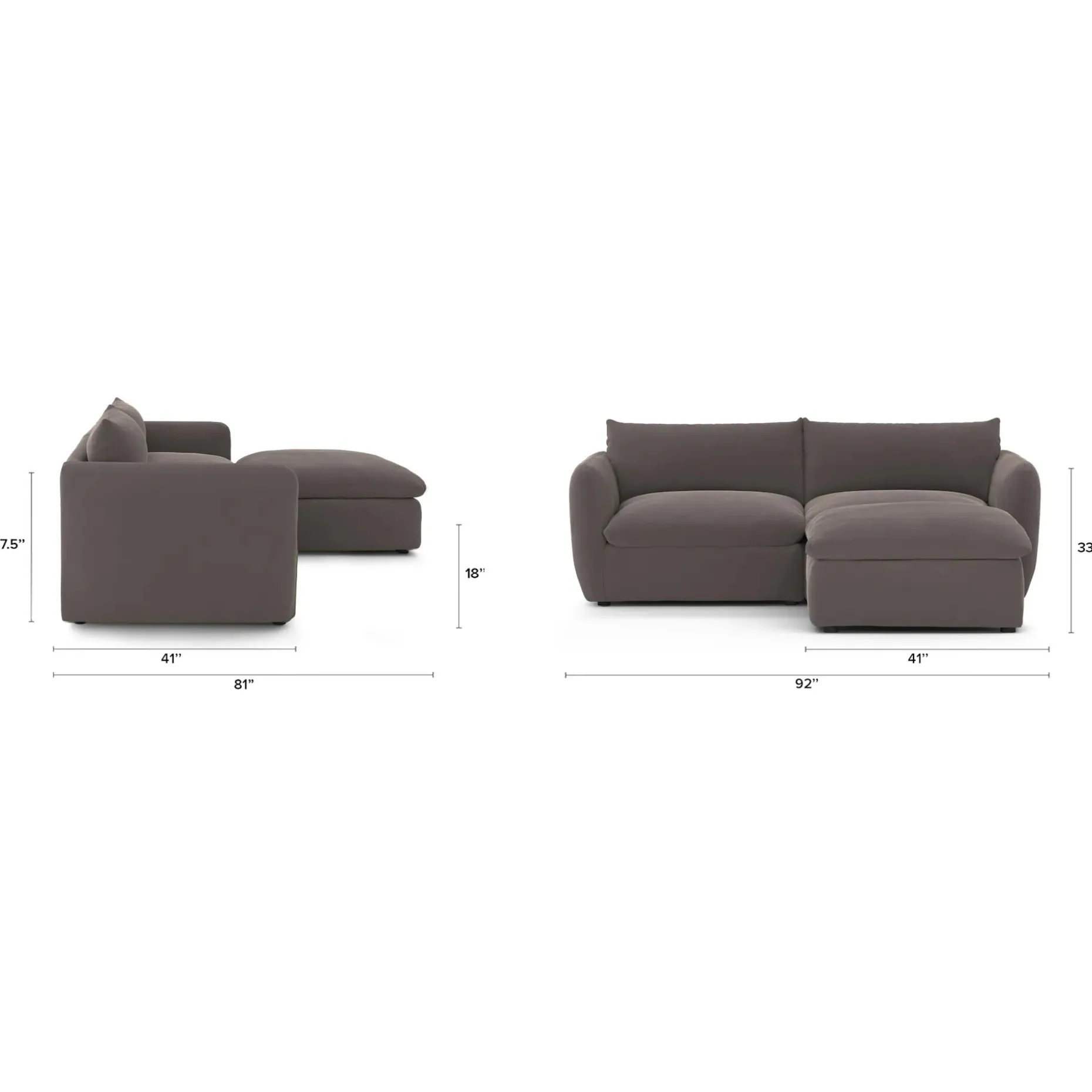 Leigh 92" Velvet Modular Sectional - Hale Warm Gray