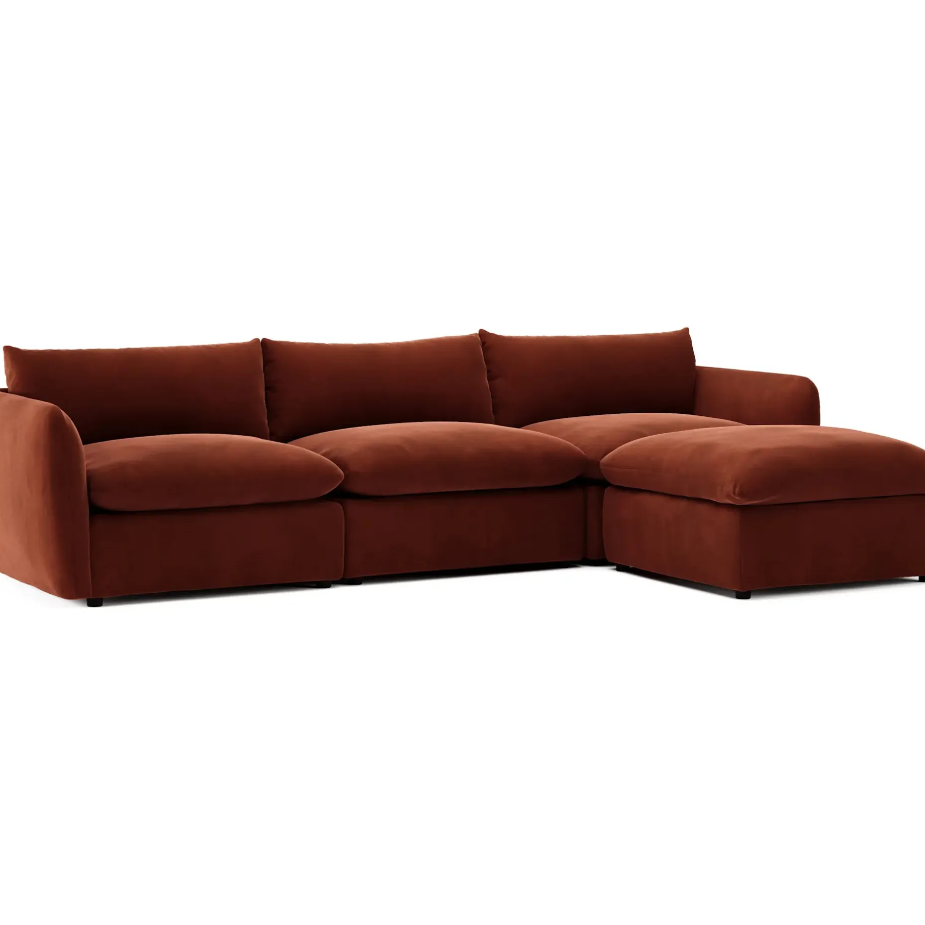 Leigh 131.5" Velvet Modular Sectional - Hale Rust