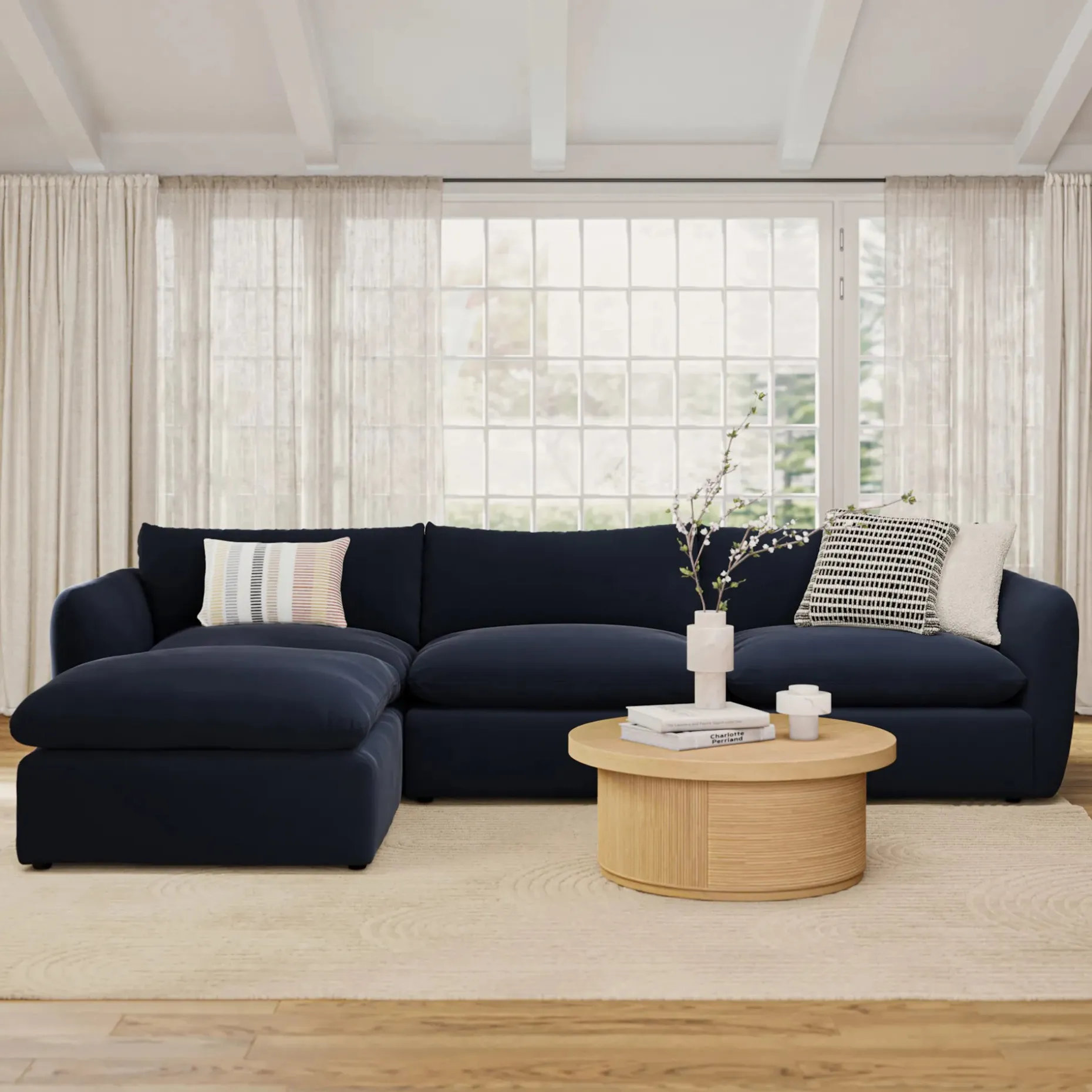 Leigh 131.5" Velvet Modular Sectional - Hale Ink