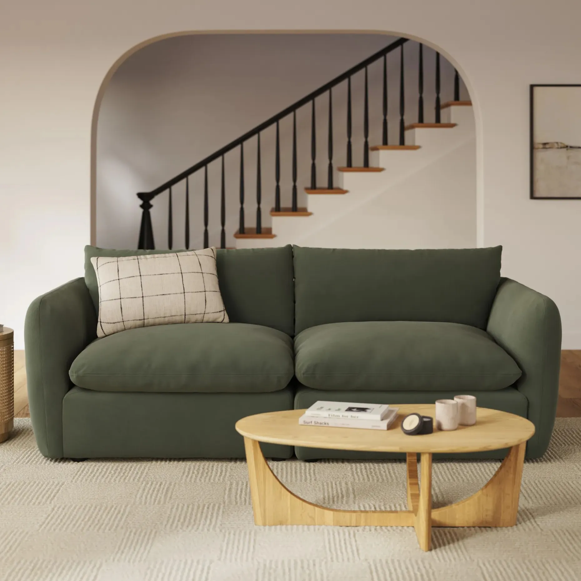 Leigh 92" Velvet Modular Sofa - Hale Fir Green