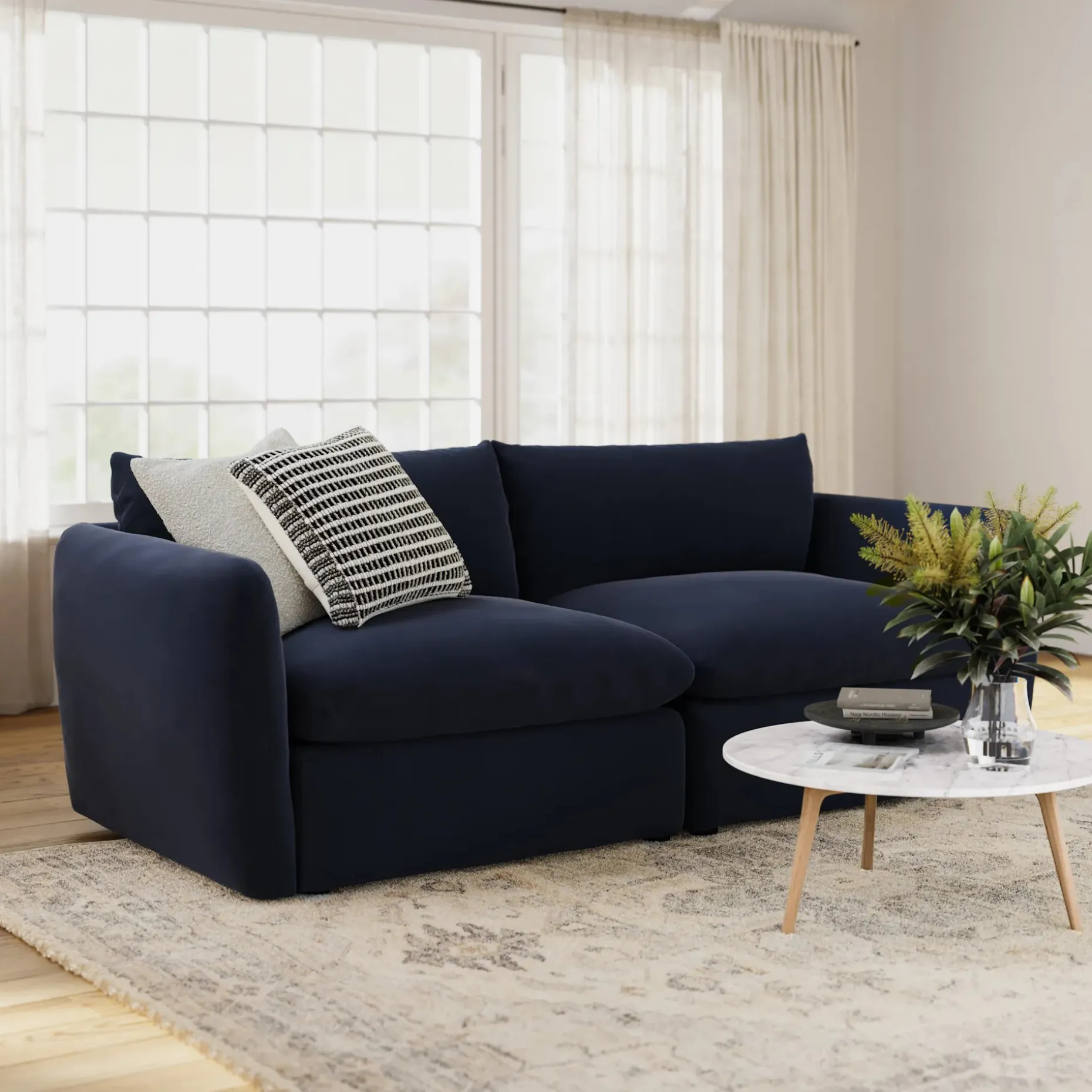 Leigh 92" Velvet Modular Sofa - Hale Ink