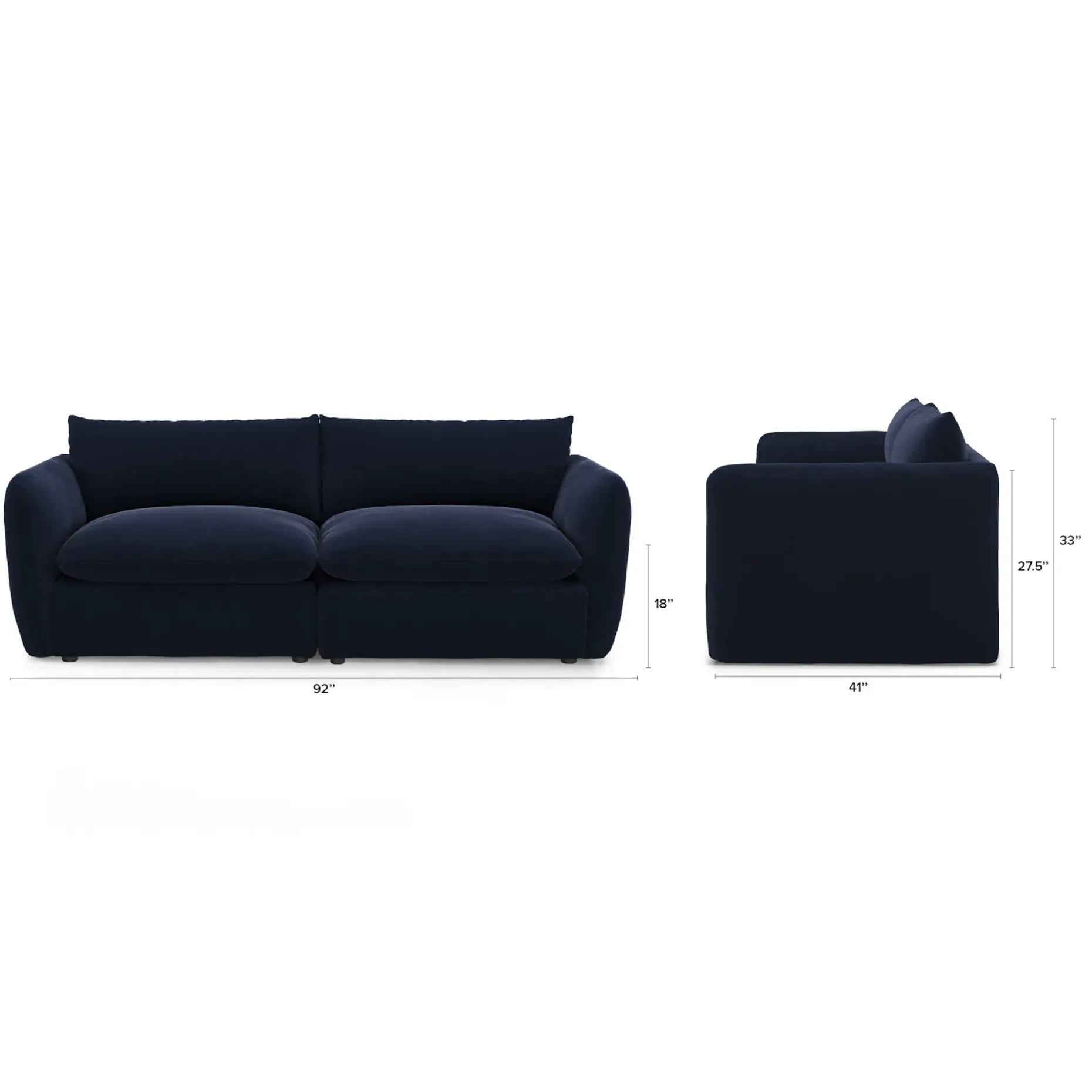 Leigh 92" Velvet Modular Sofa - Hale Ink