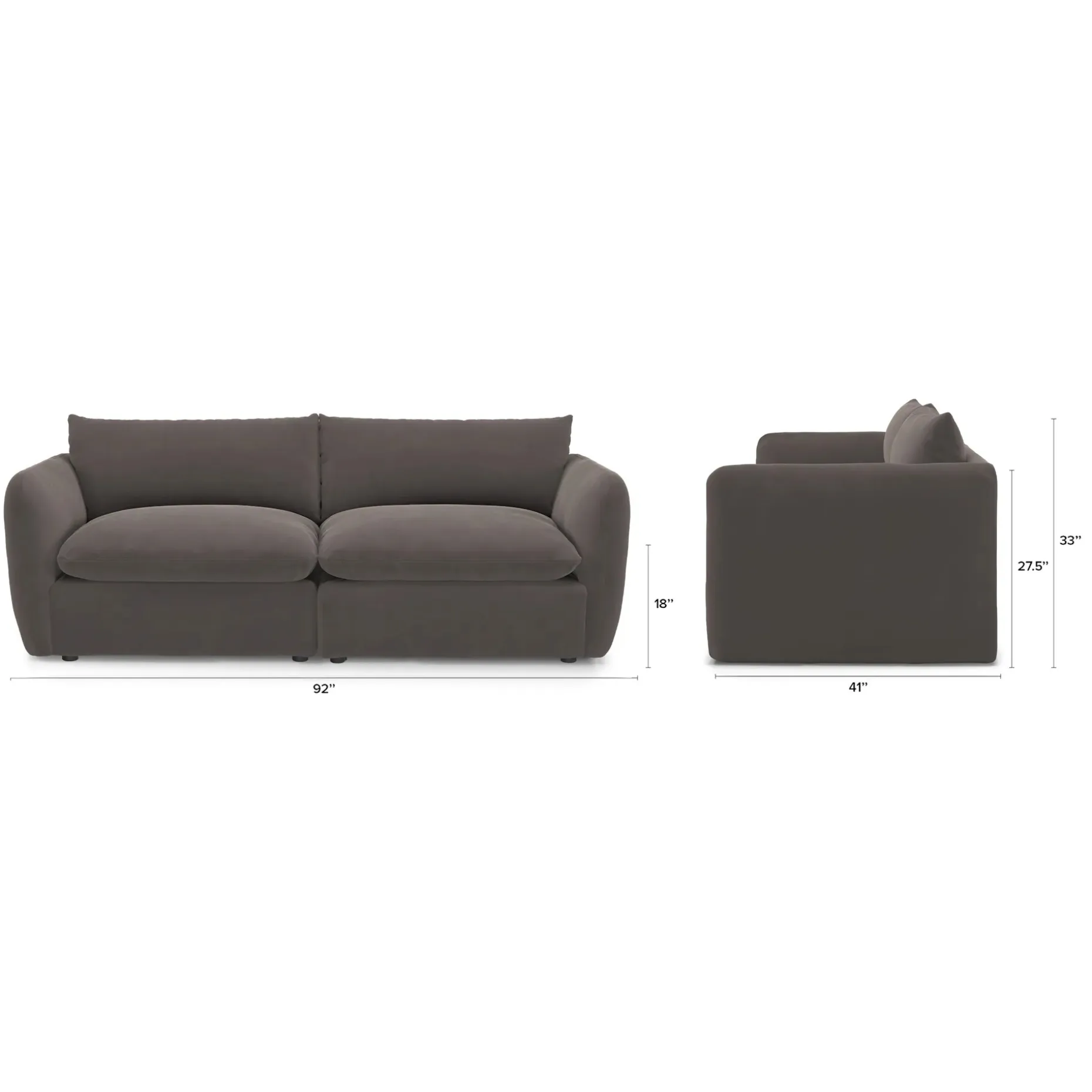 Leigh 92" Velvet Modular Sofa - Hale Warm Gray