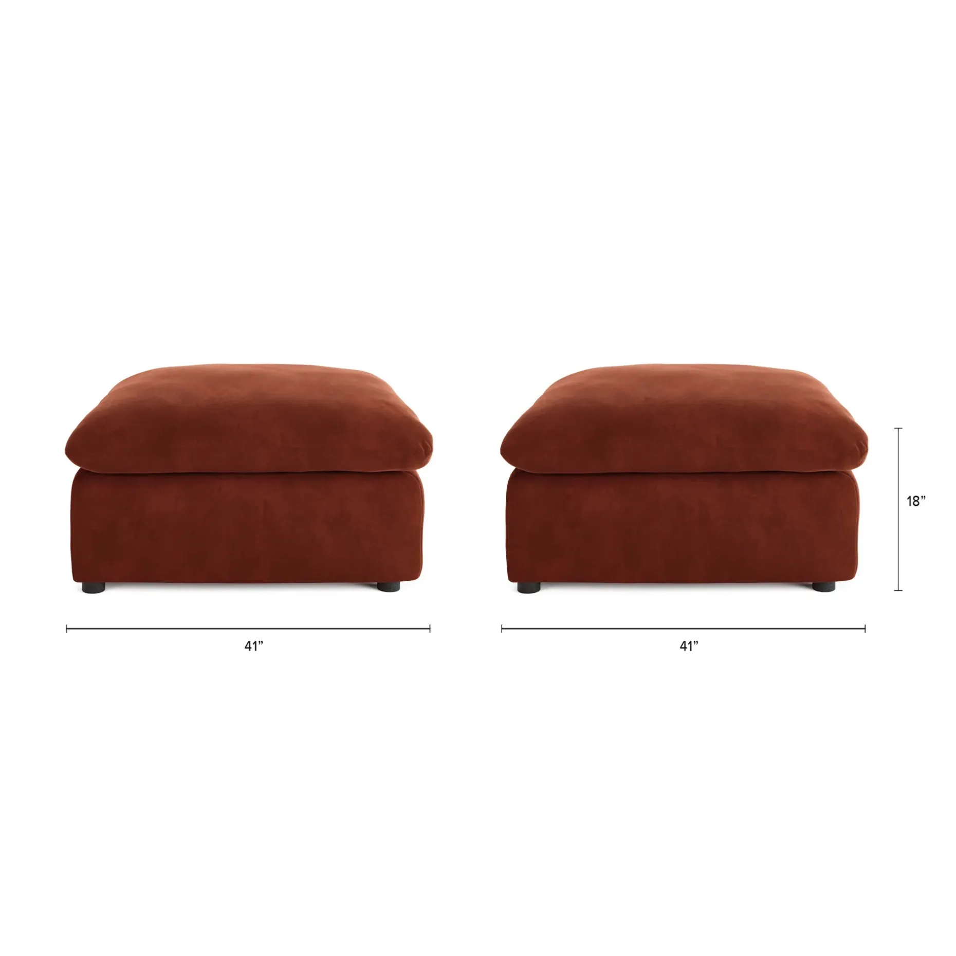 Leigh 41" Velvet Ottoman - Hale Rust