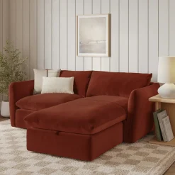 Leigh 86" Velvet Reversible Storage Sectional - Hale Rust