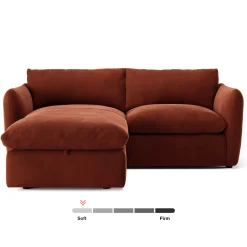 Leigh 86" Velvet Reversible Storage Sectional - Hale Rust