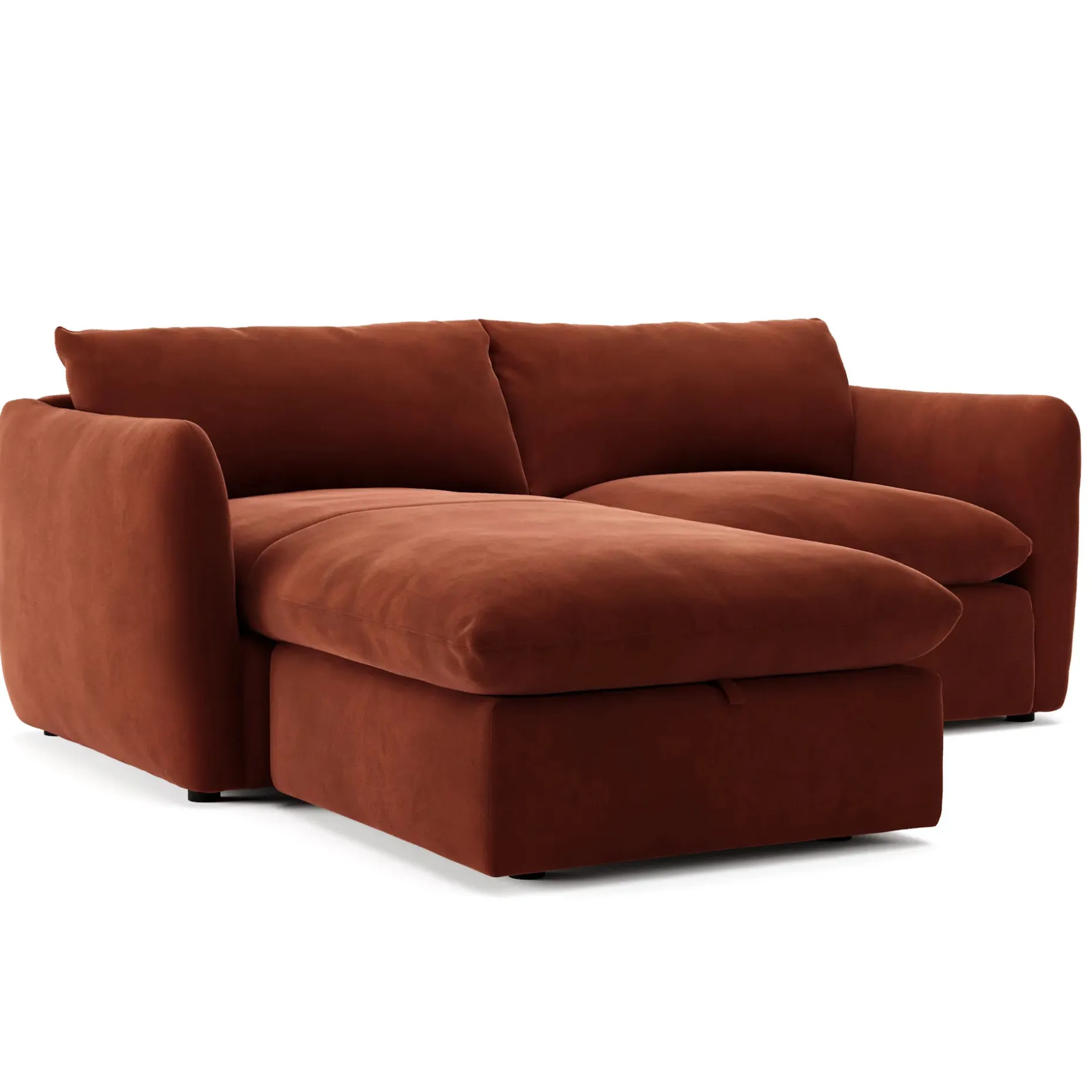 Leigh 86" Velvet Reversible Storage Sectional - Hale Rust